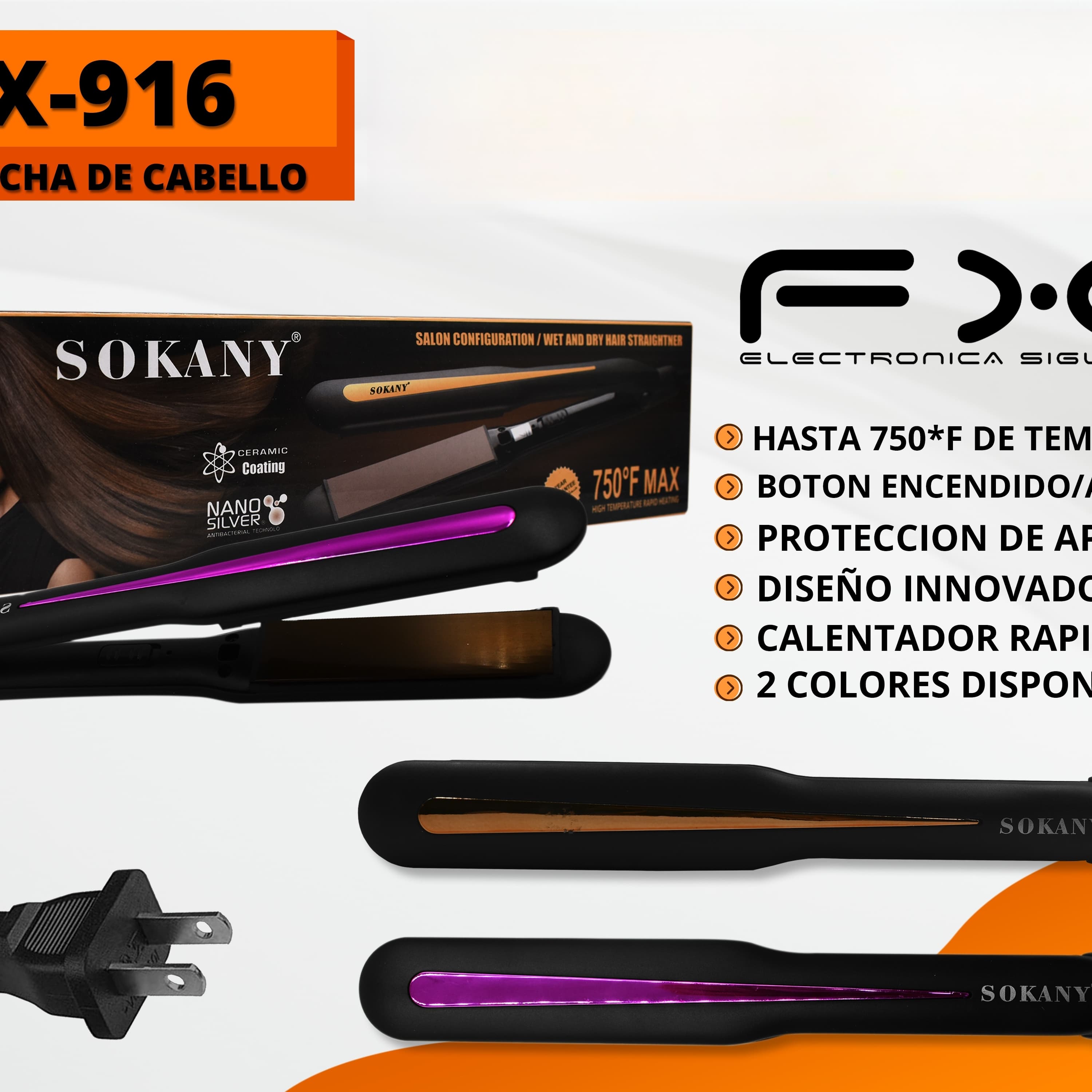 Orange Ceramic Coated Hair Straightener - Home Use Flat Iron