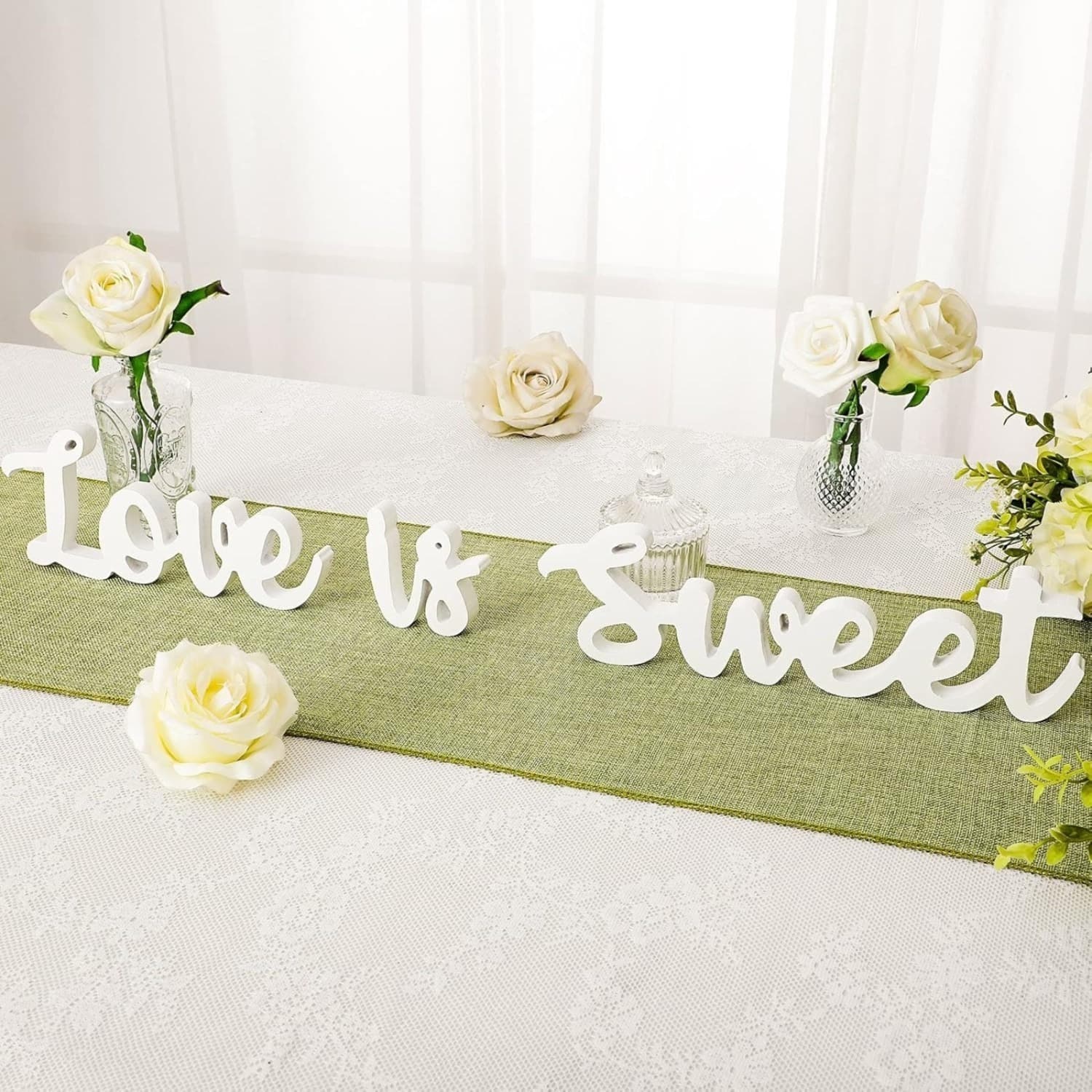 “Love Is Sweet” Table Decoration, Hollow “Love” Sign, Wooden “Love Is Sweet” Sign For Dessert Table, Freestanding ‘Love’ Wooden Sign, “Love Is Sweet” Sign,Wooden Letters,“Love” Table Top For Wedding