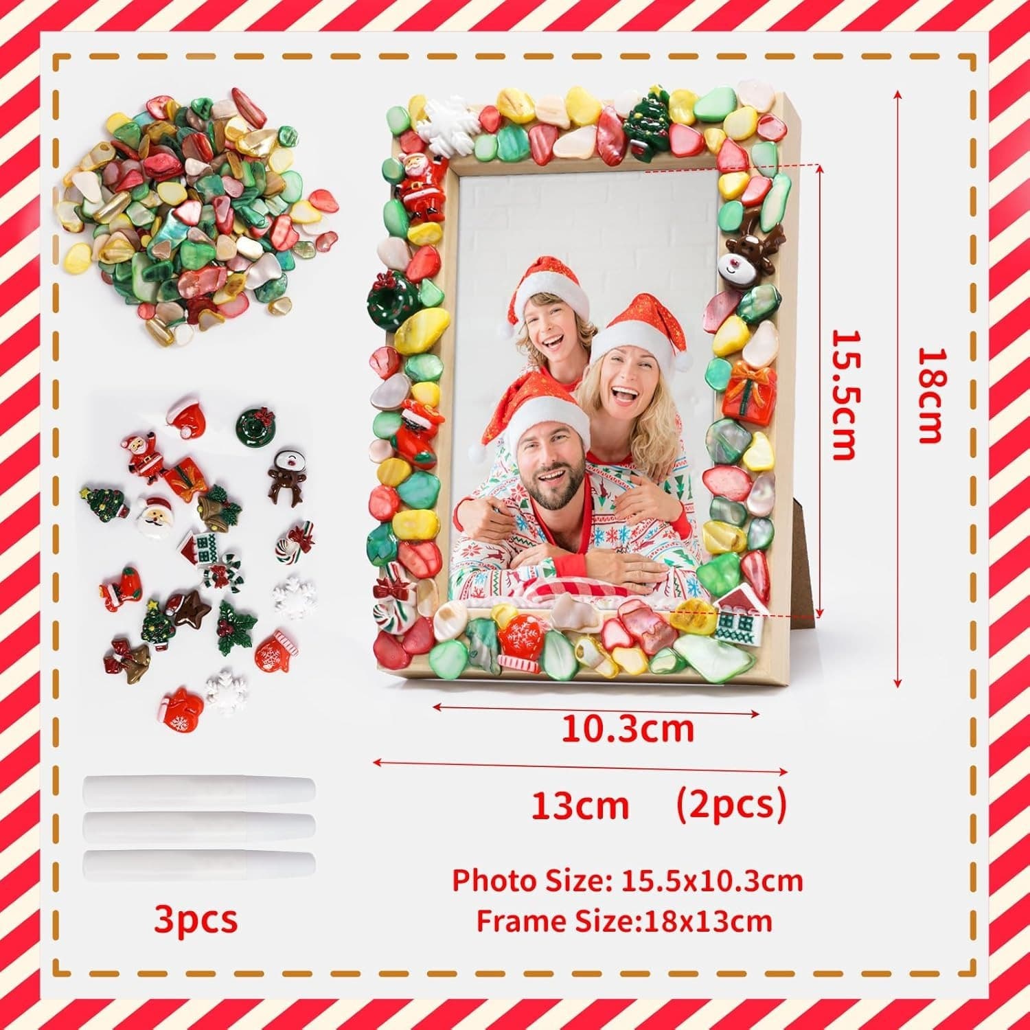 Christmas Mosaic Picture Frame Craft Kit, Mosaic Sets With Christmas Tree, Santa Claus, Snowflakes, Mosaic Tiles For Crafts, DIY Wooden Frames, Creative Sets, Christmas Gift