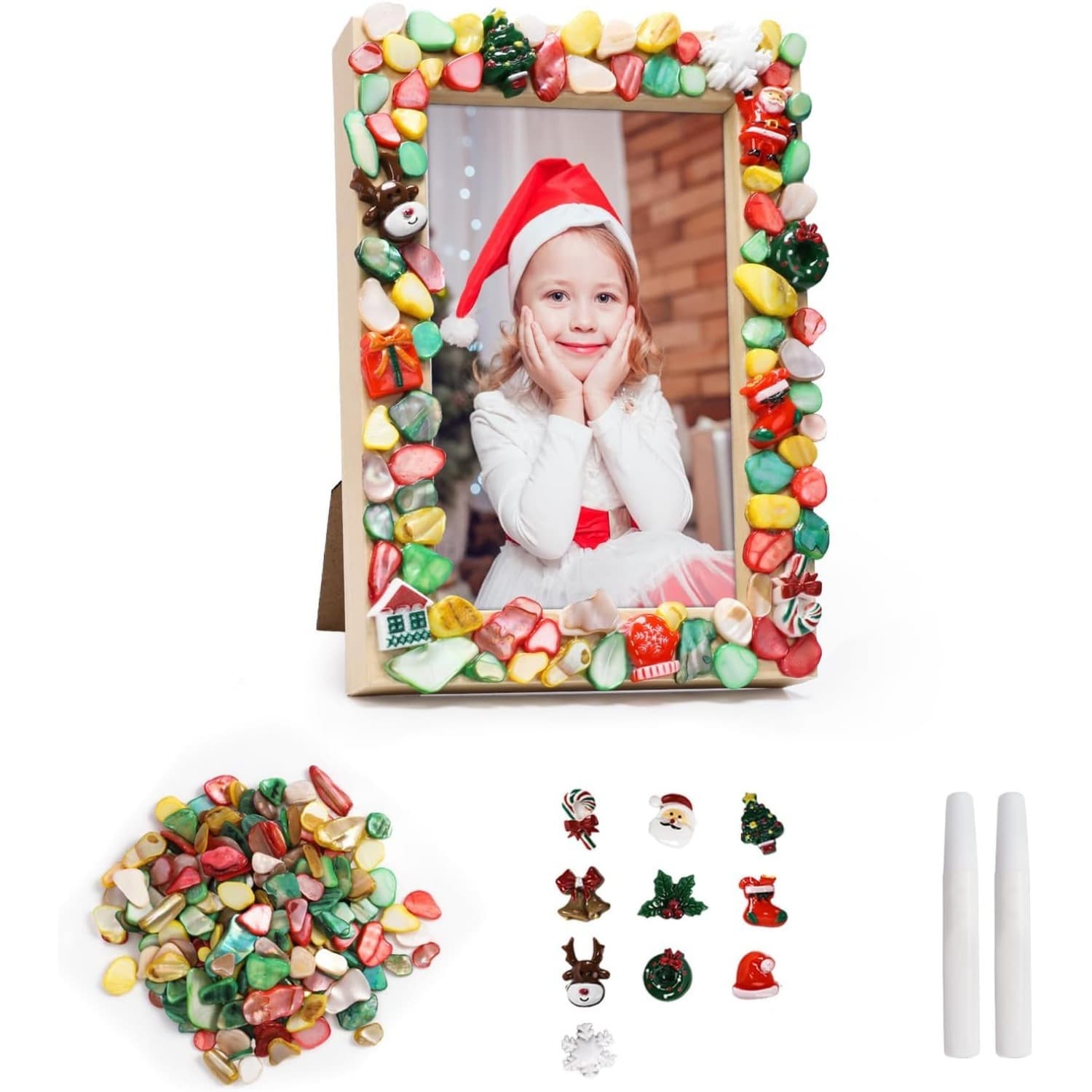 Christmas Mosaic Picture Frame Craft Kit, Mosaic Sets With Christmas Tree, Santa Claus, Snowflakes, Mosaic Tiles For Crafts, DIY Wooden Frames, Creative Sets, Christmas Gift