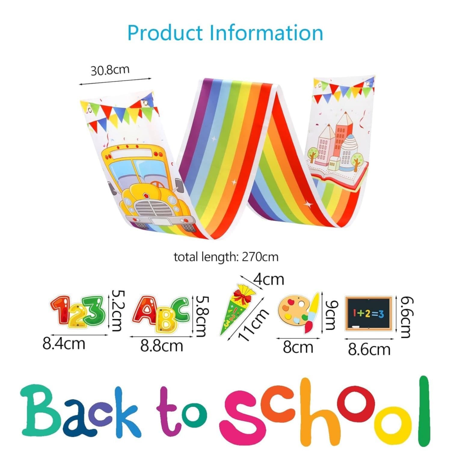 First Day Of School Hanging Banners,270x30cm Schoolchild Ceiling Decoration,Back-to-School Party Decorations,First Day Of School Party Supplies,for The Start Of School First Day Of School Celebration