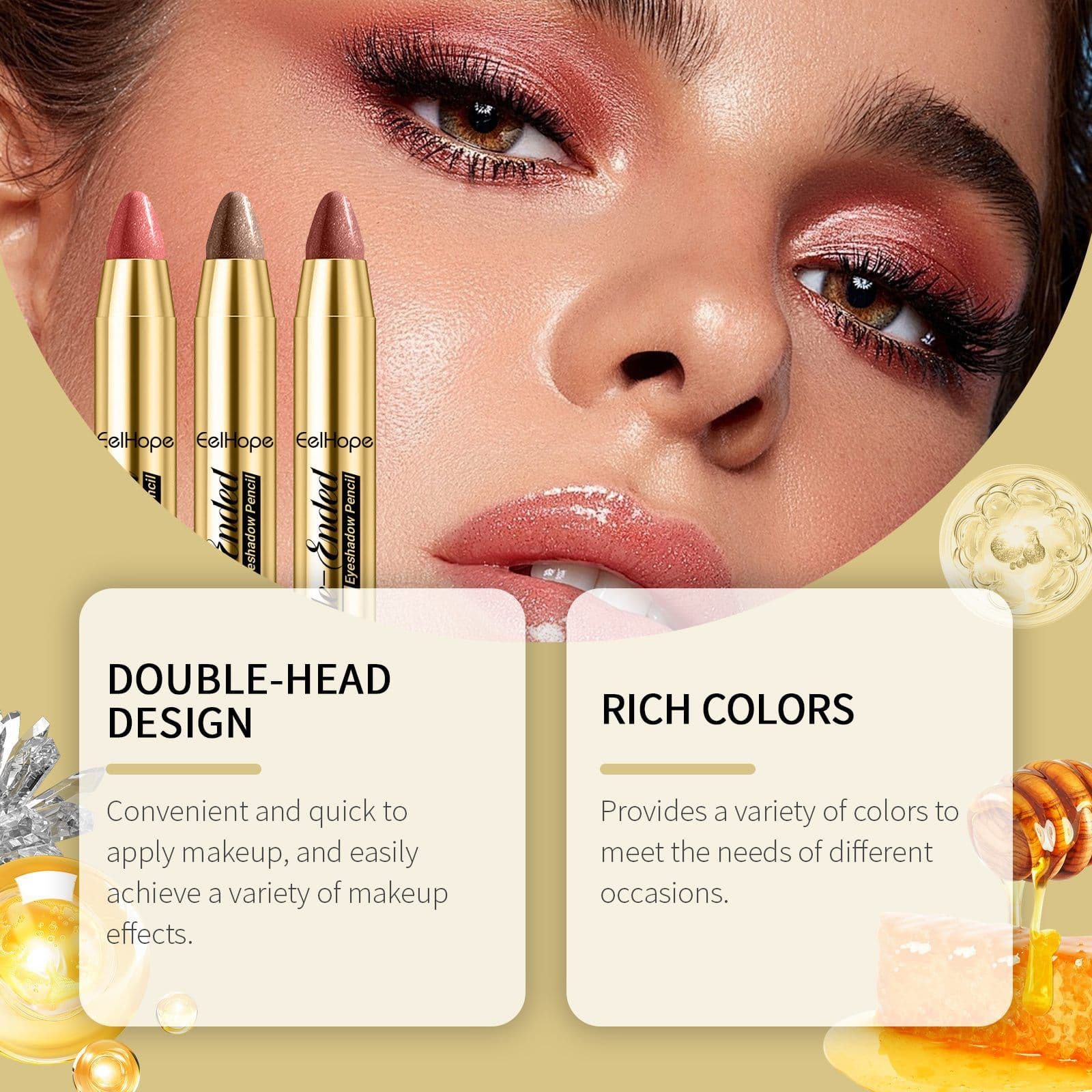 EELHOPE Shimmer Eyeshadow Stick, Milk Tea Brown, 2 g