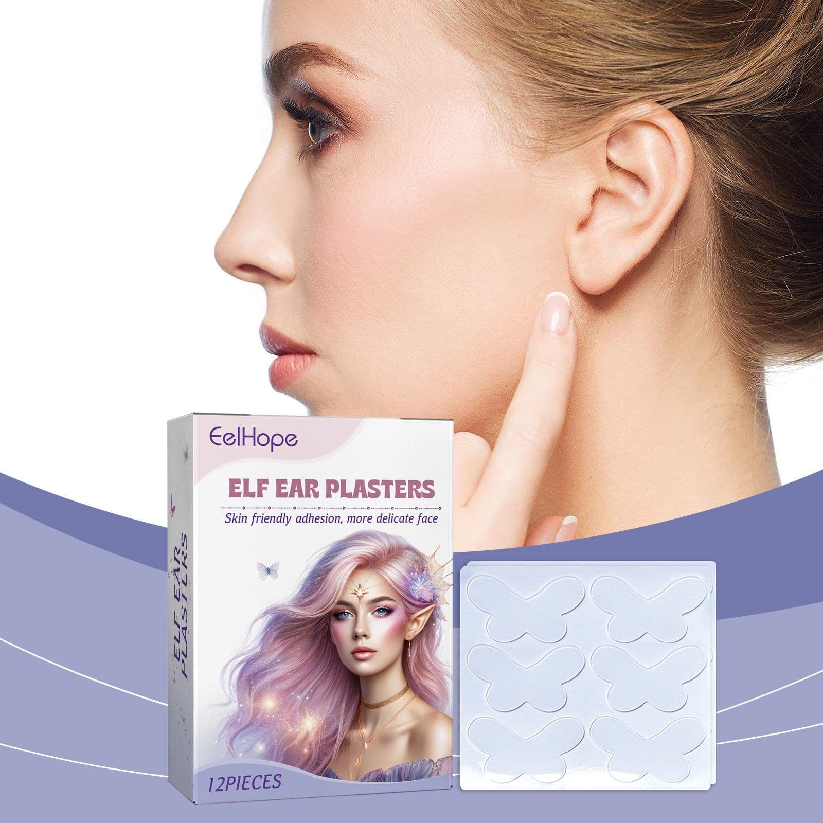 EELHOPE Butterfly Elf Ear Cosmetic Stickers, 12 Pieces