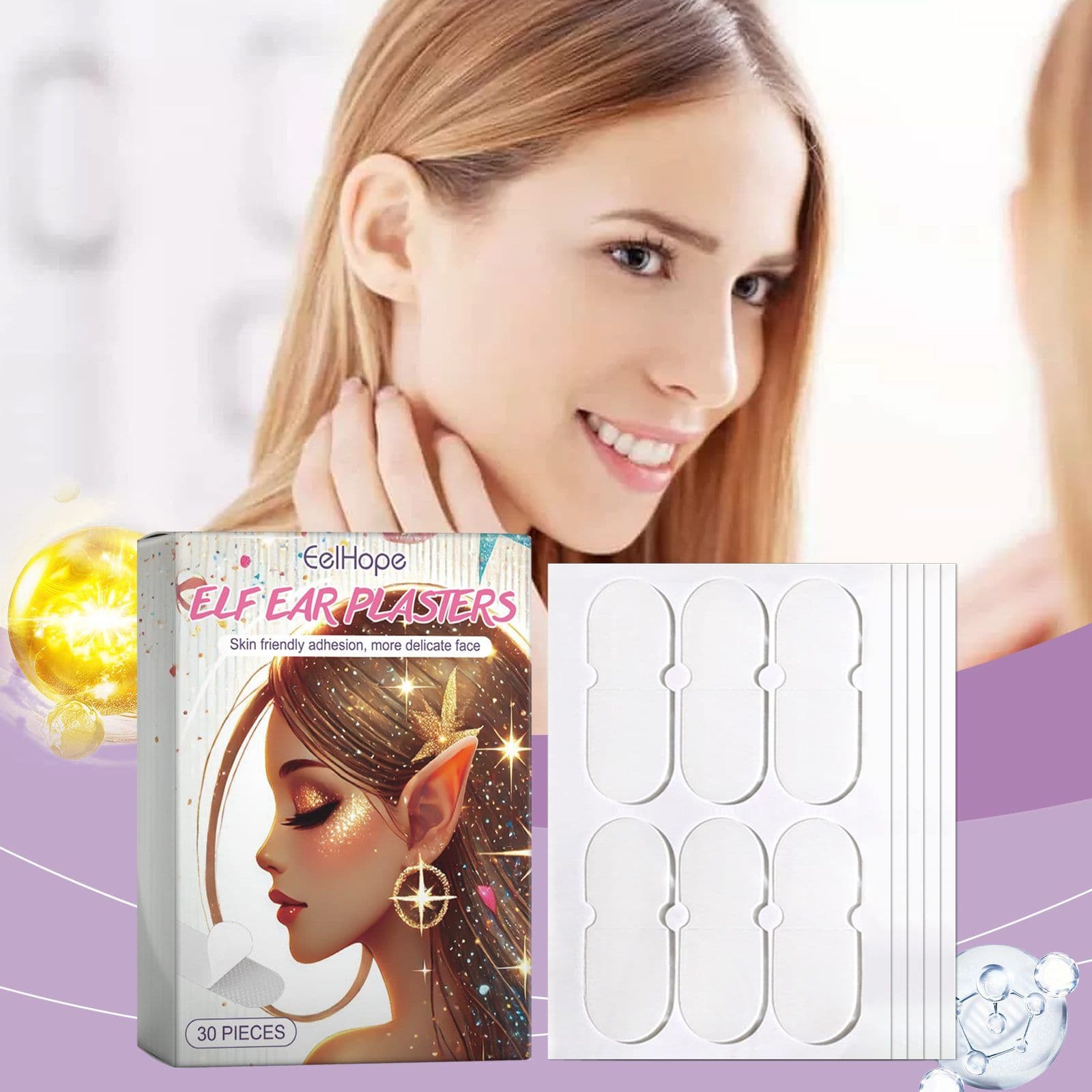 EELHOPE Elf Ear Cosmetic Stickers, 30 Pieces
