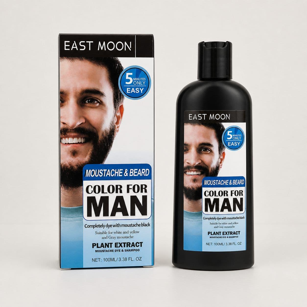 EAST MOON Beard Hair Color Shampoo, 100 ml