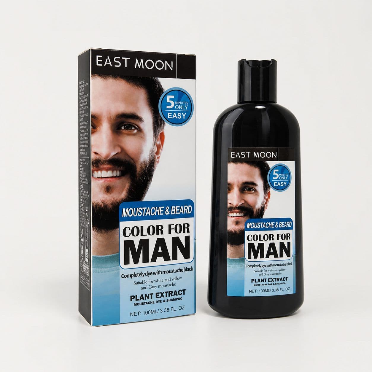 EAST MOON Beard Hair Color Shampoo, 100 ml