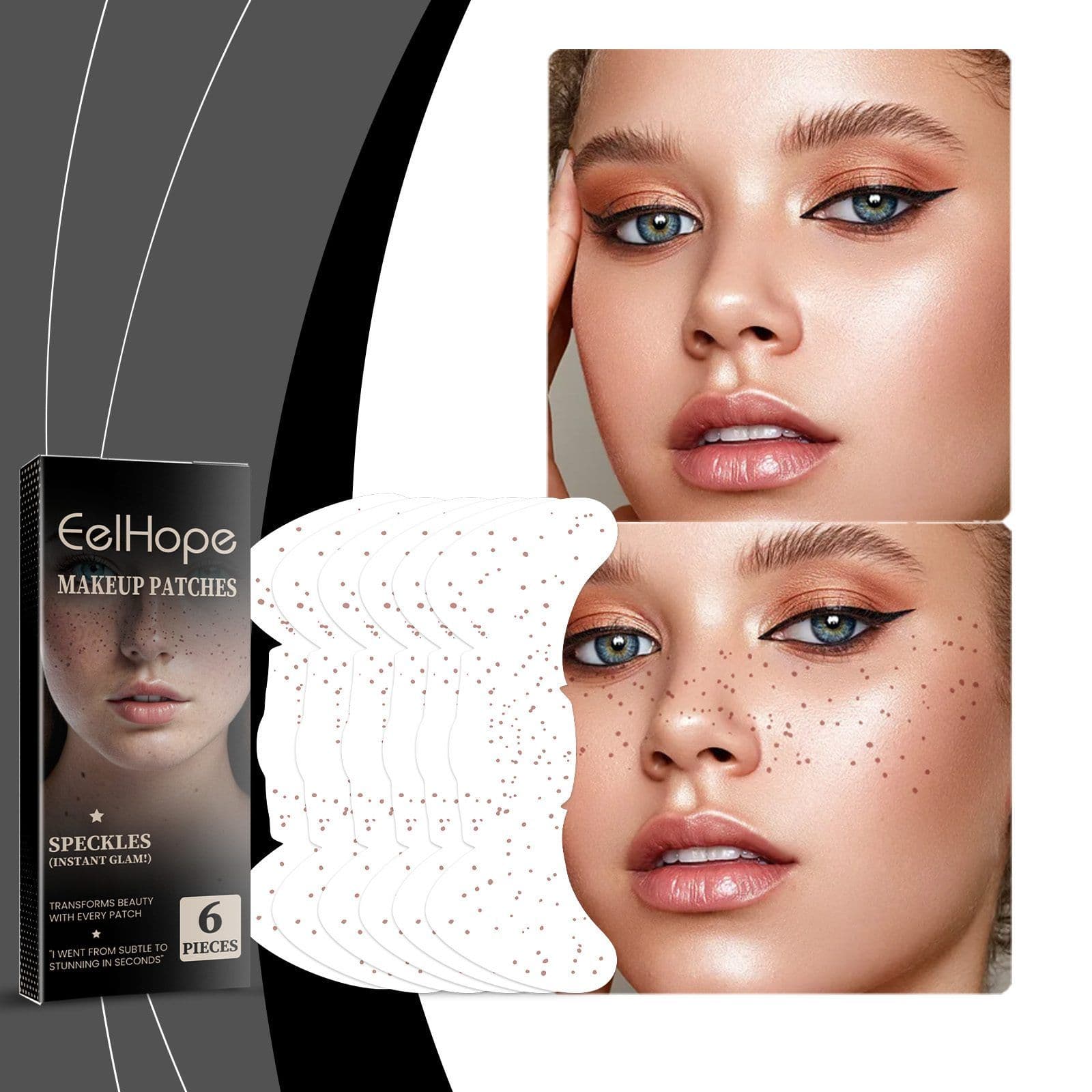 EELHOPE Water-Transfer Freckle Cosmetic Stickers, 6 Pieces