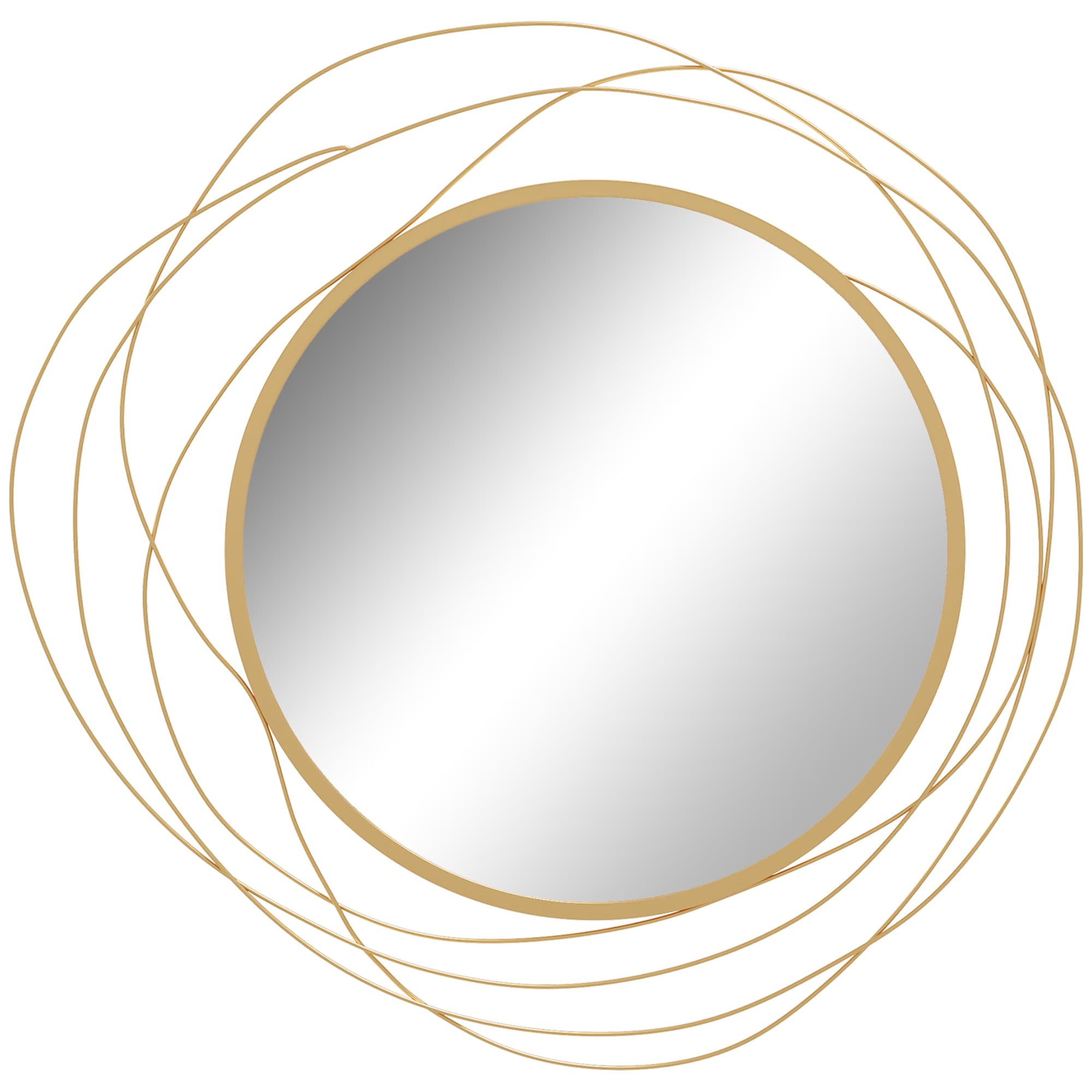 Abstract Metal Wire Wall Mirror,with Accessories-Gold Tone