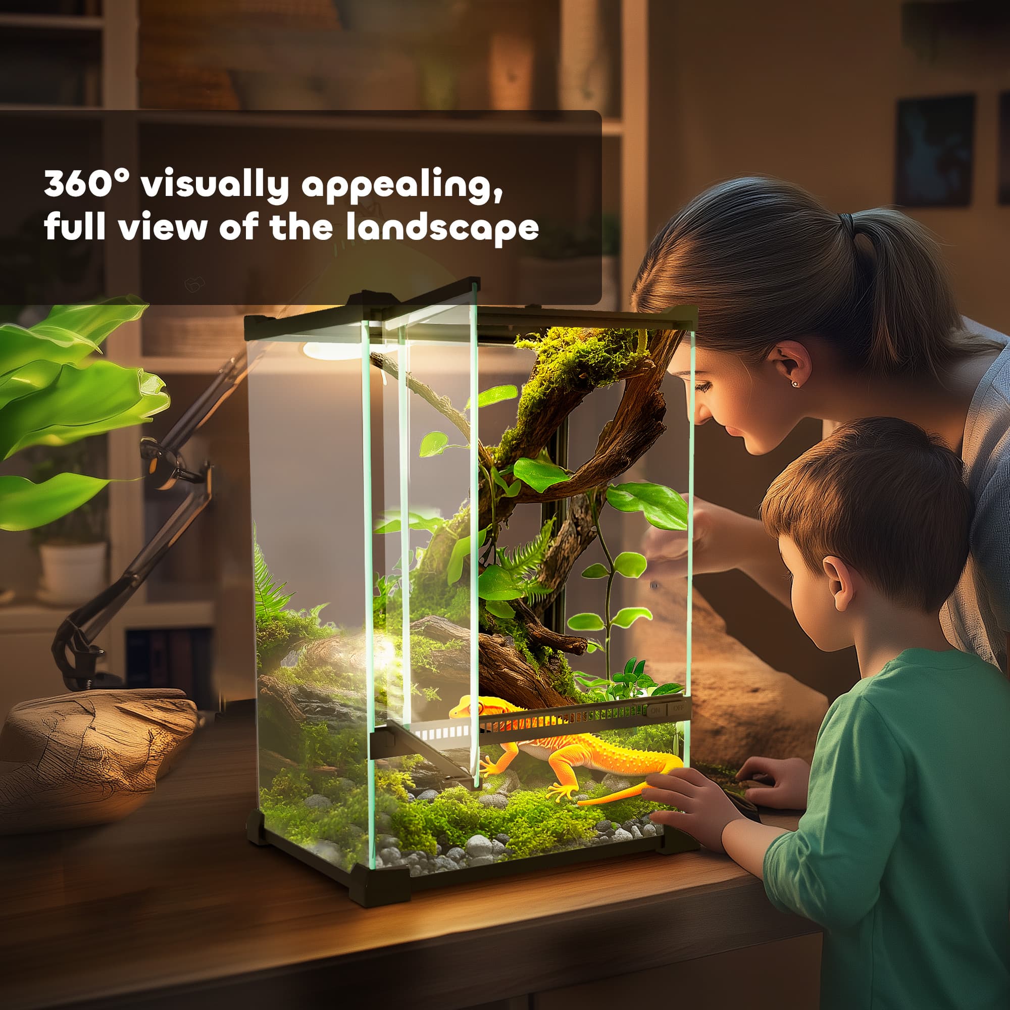 12L Vivarium For Lizards,Frogs,Snakes,Turtles,Tortoises W/ Anti-Escape Design,Ventilation