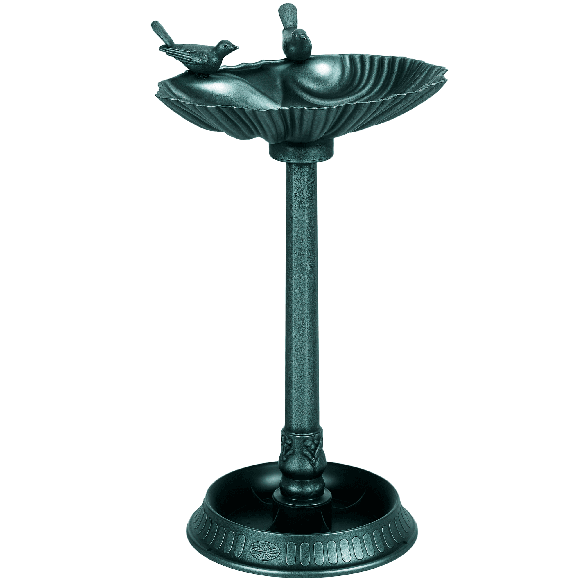 Outsunny 81cm Tall Bird Bath With 2 Decorative Birds,Vintage Style Birdbath With Flower Planter Base,Bird Bath Bowl For Garden,Green