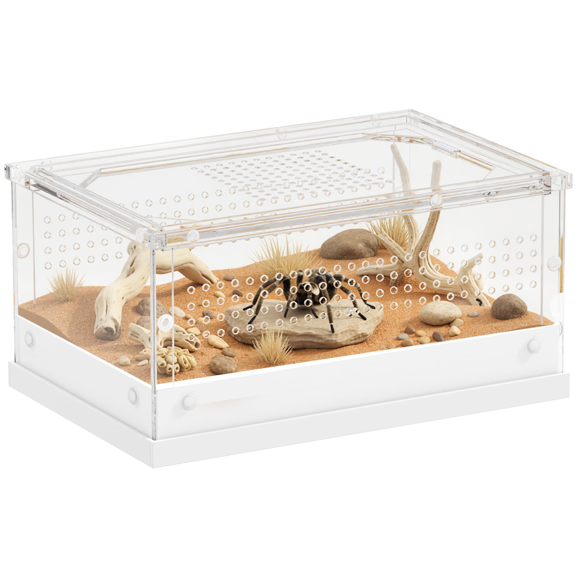 Acrylic Reptile Terrarium With Top Sliding Door,Vents, For Snake,Frog,Spider,Gecko,Tarantula,30 X 20 X 15 Cm