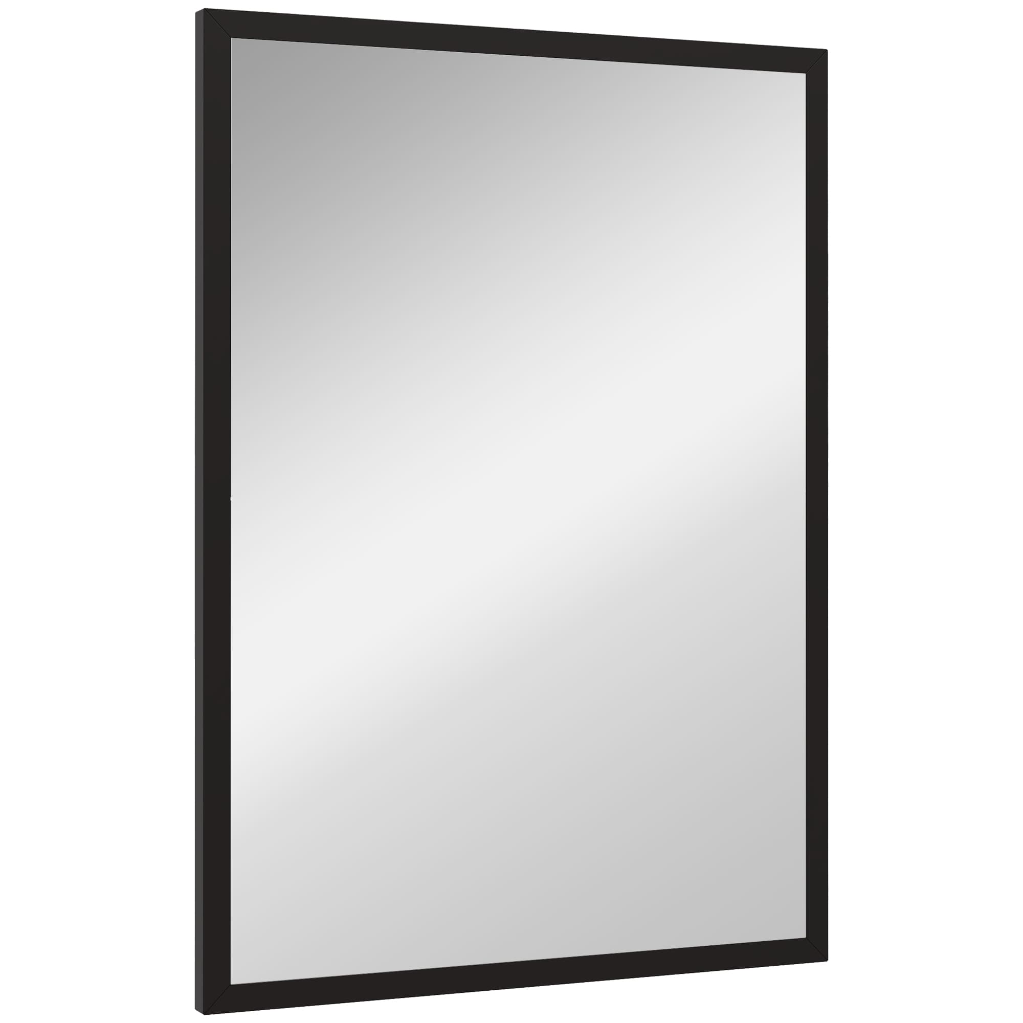 Wall Bathroom Mirror,70 X 50 Cm Wall-Mounted Mirror For Living Room,Bedroom,Hallway,Black