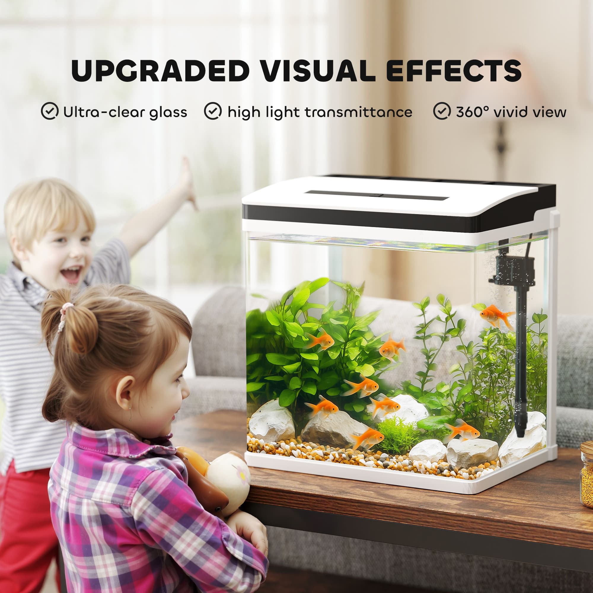 28 Liter Glass Fish Tank With Filter And LED Light, Suitable For Fighting Fish, Peacock Fish, Mini Parrotfish, Shrimp, Size 38 X 26 X 39.5 Cm