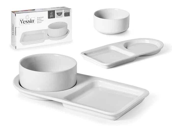 This Set Of Porcelain Brunch Of Vessia Is Ideal For Complement Your Momentos Of Desayuno Or Merienda With Elegance And Functionality