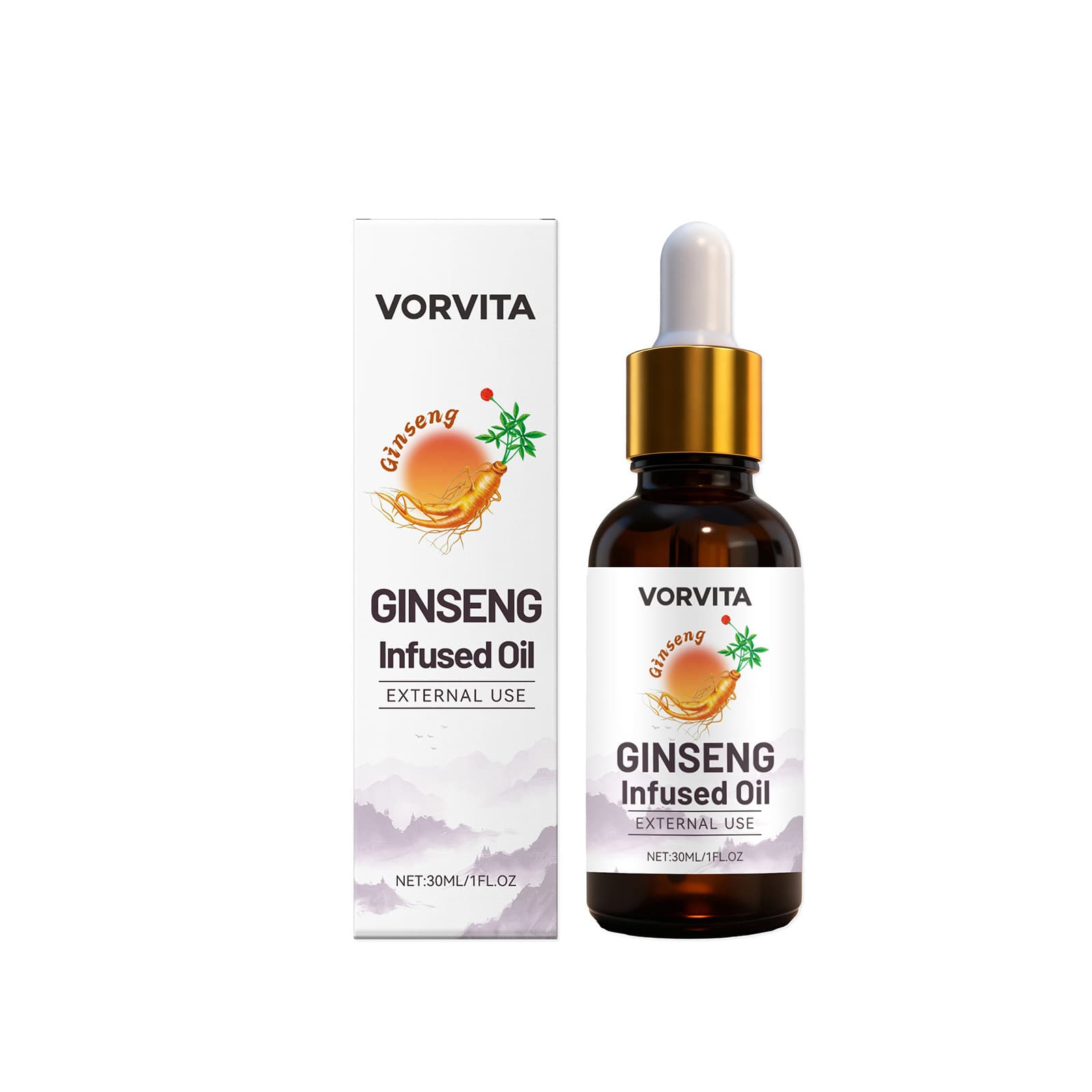 VORVITA Ginseng Infused Oil, 30ml, Essential Oil for Home Aromatherapy