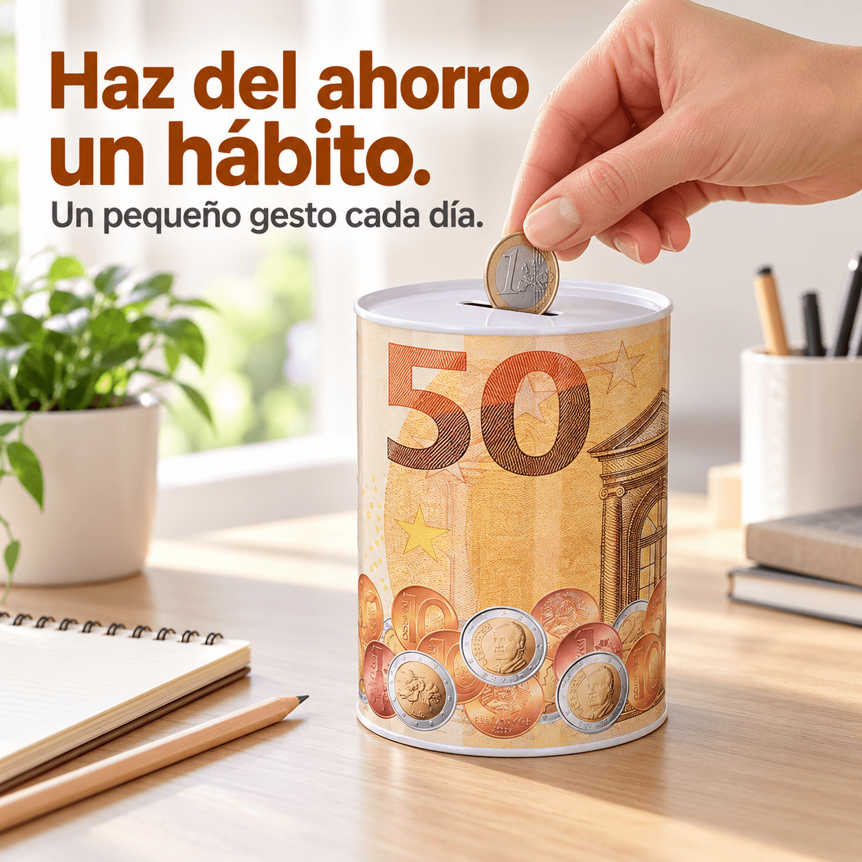 Piggy Bank Of Tinplate With A Design Of Billete Large, Ideal For The Ahorro