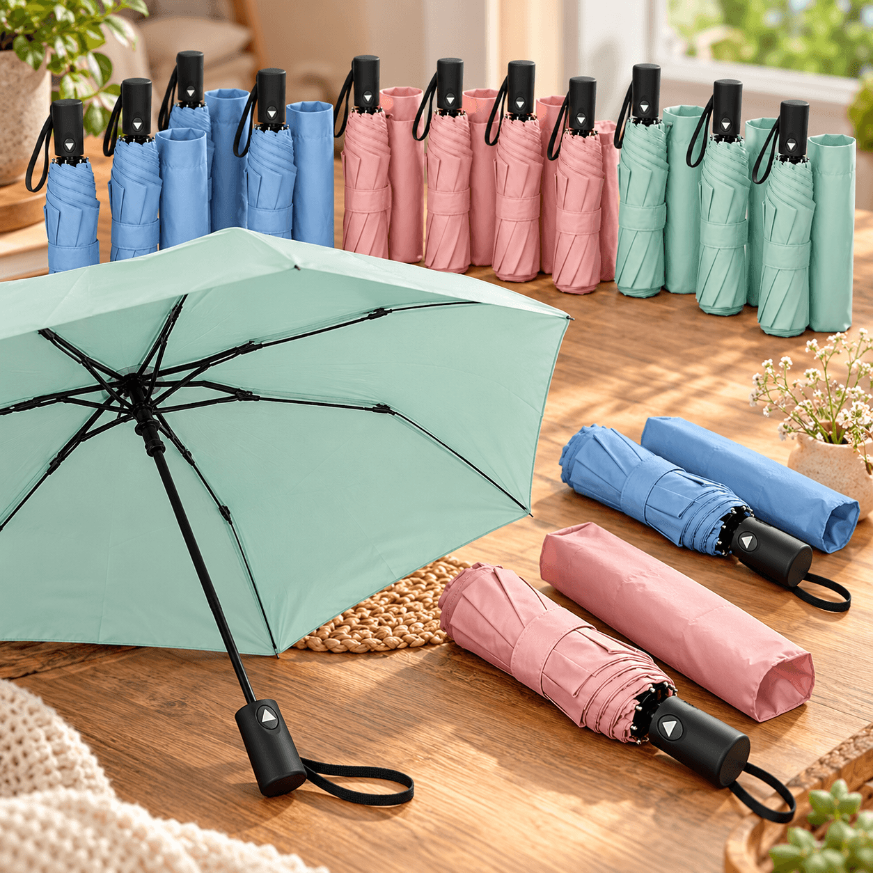 This Pack Of Paraguas Foldables Automatics Offers A Combination Of Colors Pastel Ideal For Any Occasion