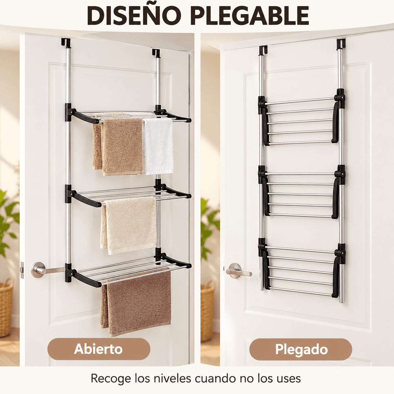 Tendedero Foldable Of Puerta From The Brand Kipit, Designed With 3 Shelves For Optimize The Secado Of The Clothing