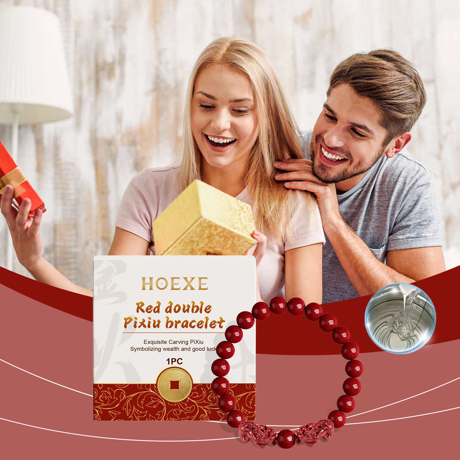 Red Double Pixiu Hand Skewer, Bracelet, Jewelry for Daily Wear