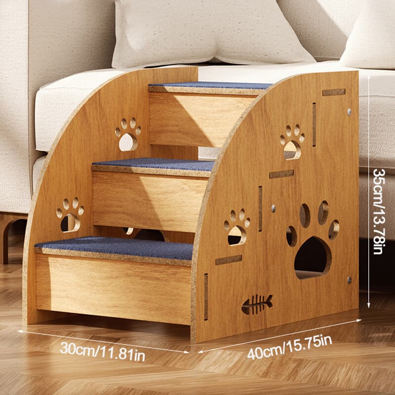 3 Steps Pet Ramp Wooden Dog Steps Stairs Cat Detachable Ladder For Bed Sofa