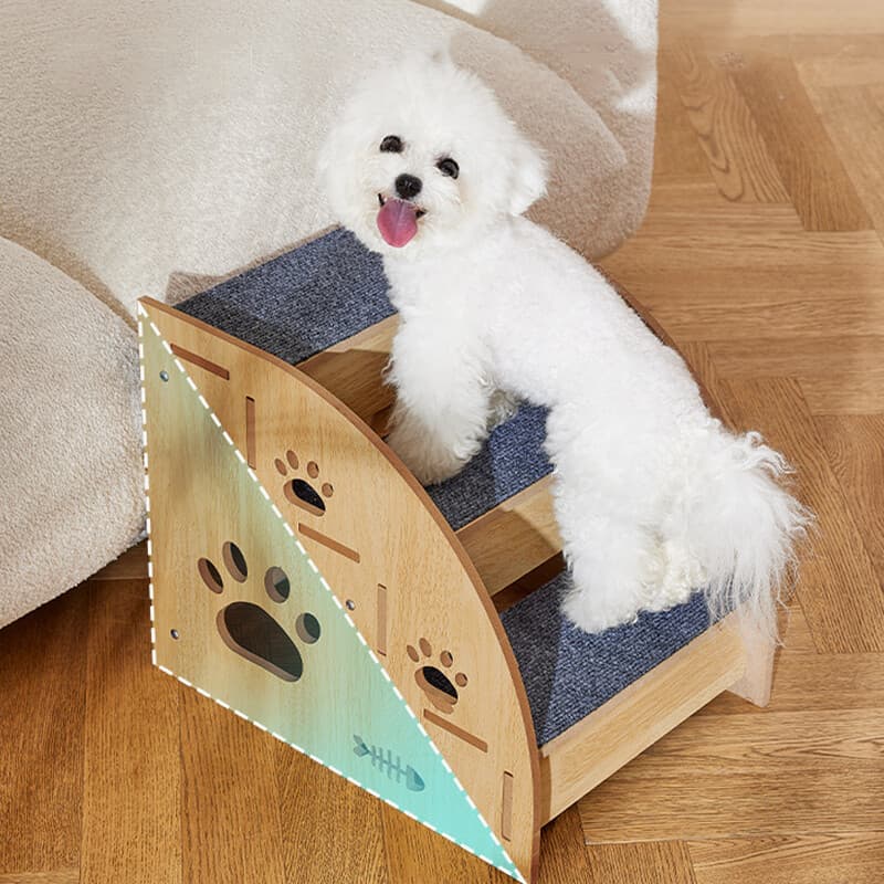 3 Steps Pet Ramp Wooden Dog Steps Stairs Cat Detachable Ladder For Bed Sofa