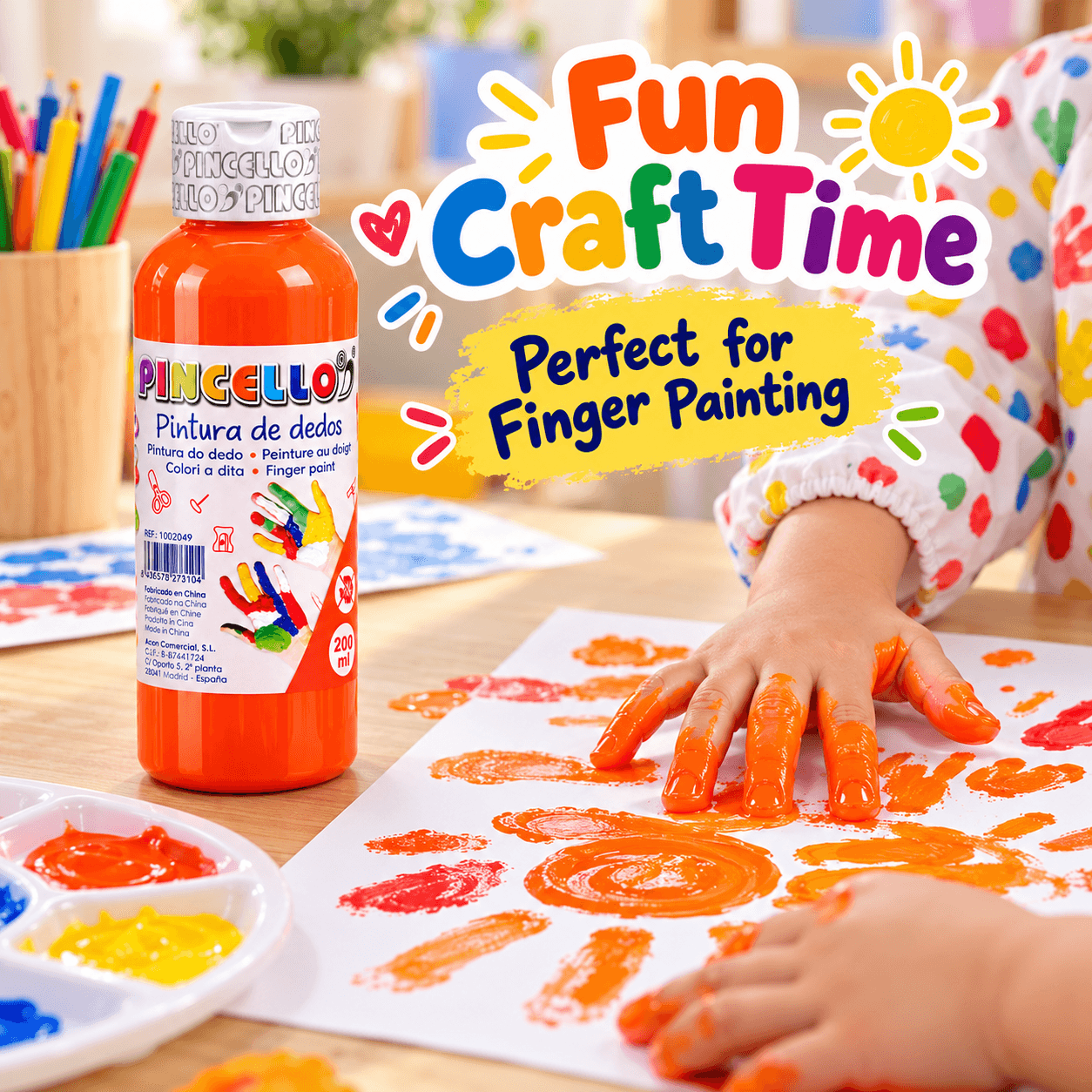 Paint Of Dedos Of Color Orange Ideal For Activities Creativas