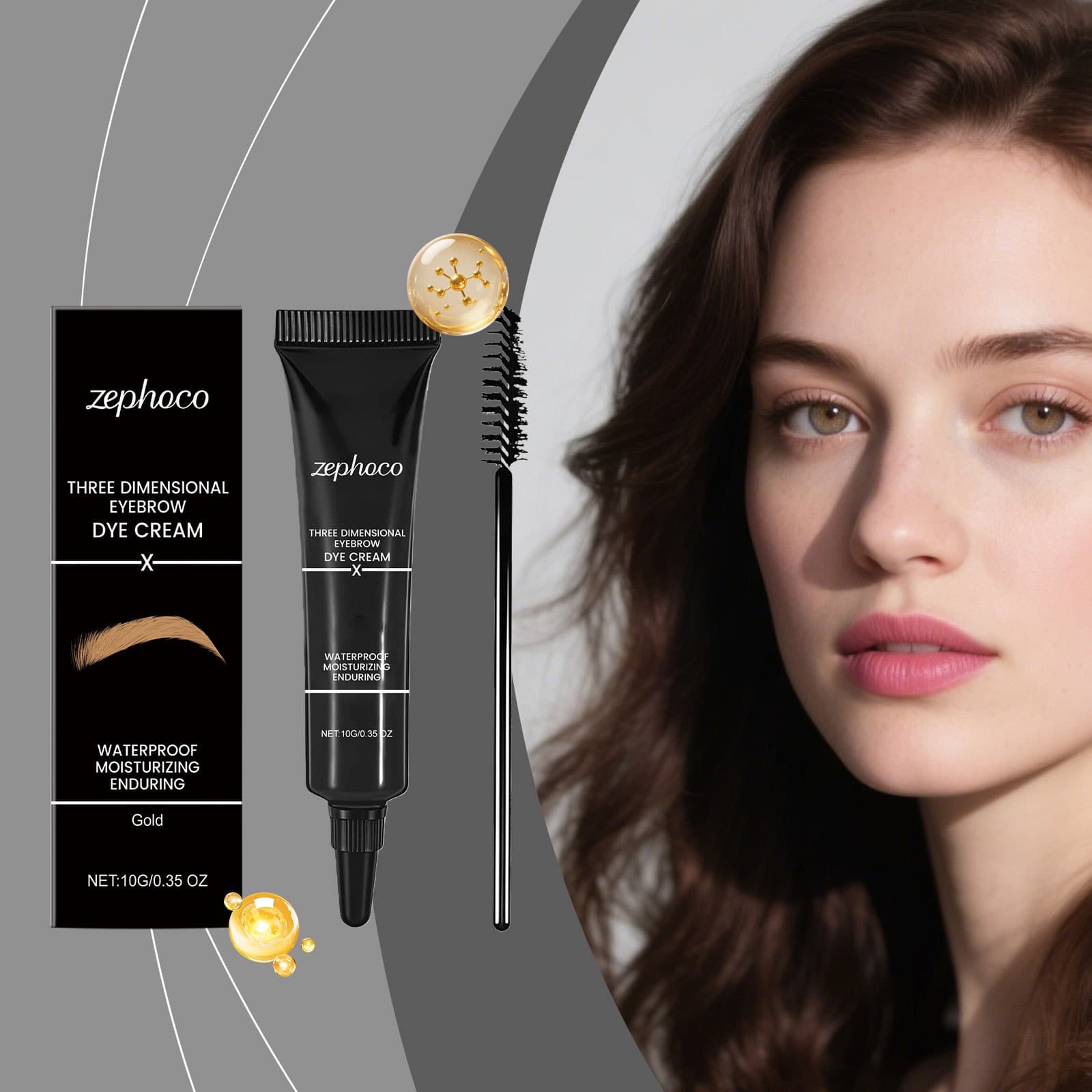 Golden Three-dimensional Eyebrow Cream, 10g, Beauty Products, Care Cream for Daily Use