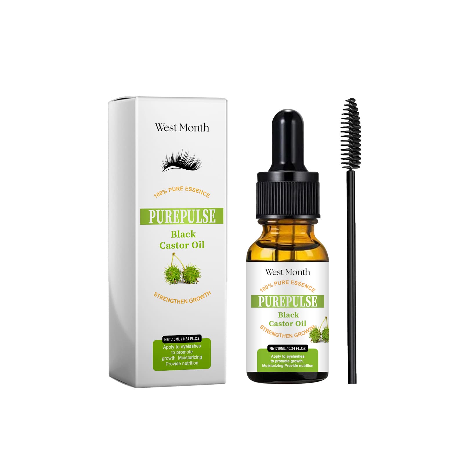 Black Castor Oil, 10ml, Natural Length, Care Oil for Daily Use
