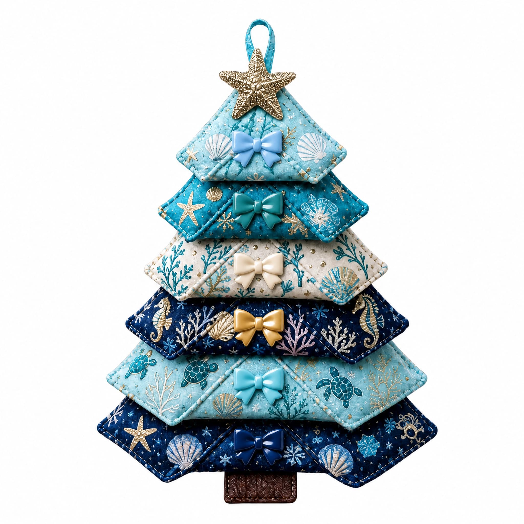 DIY Multi-Layer Fabric Tree Ornament Sewing Kit (Ocean Style), Decorative Supplies, Decoration for Home Decor