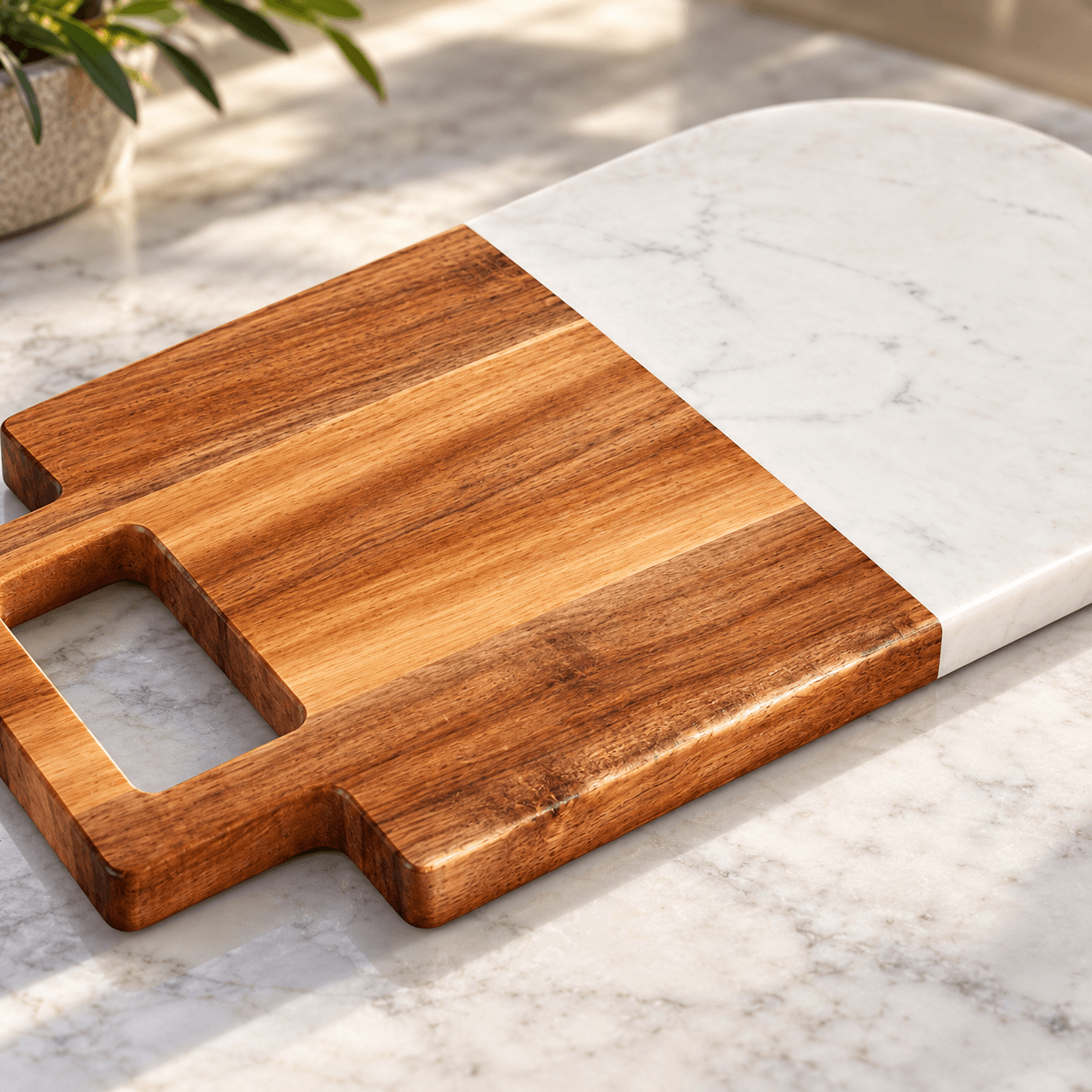 This Board For Cutting Of Kinvara Combines The Warmth Of The Wood With The Elegance Of The Marble White, Designed For Offer High Durability In Its Daily Use