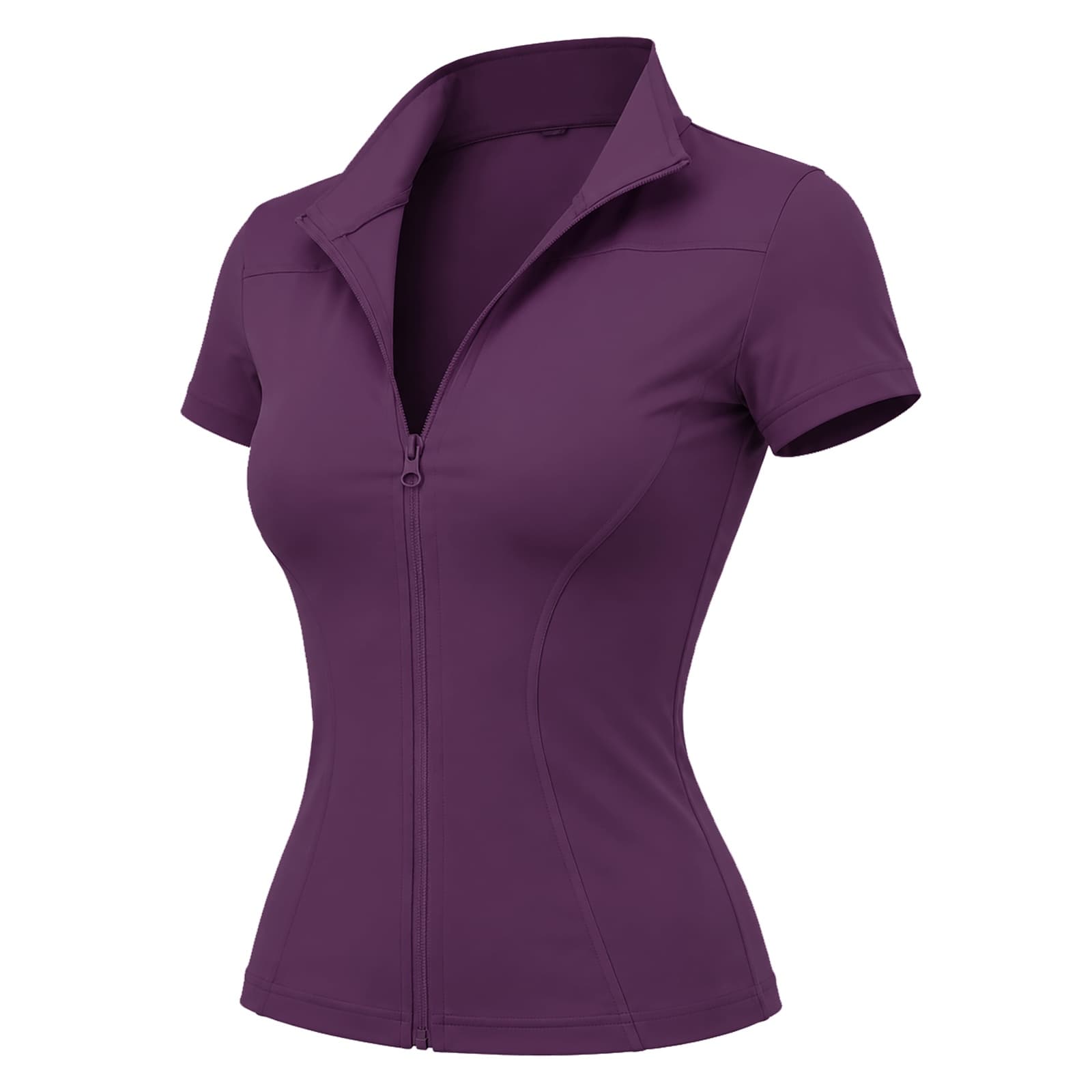 High Elasticity, Slim-fitting Short-sleeved Sports Top (Dark Purple), Fitness Product for Daily Fitness