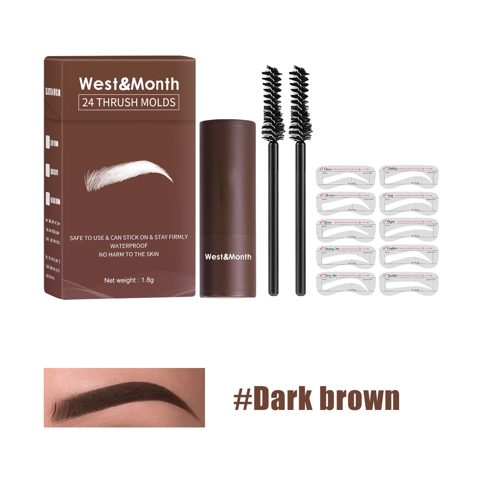 24 Thrush Molds, Lazy Brow Print Eyebrow Powder, Care Powder for Daily Use