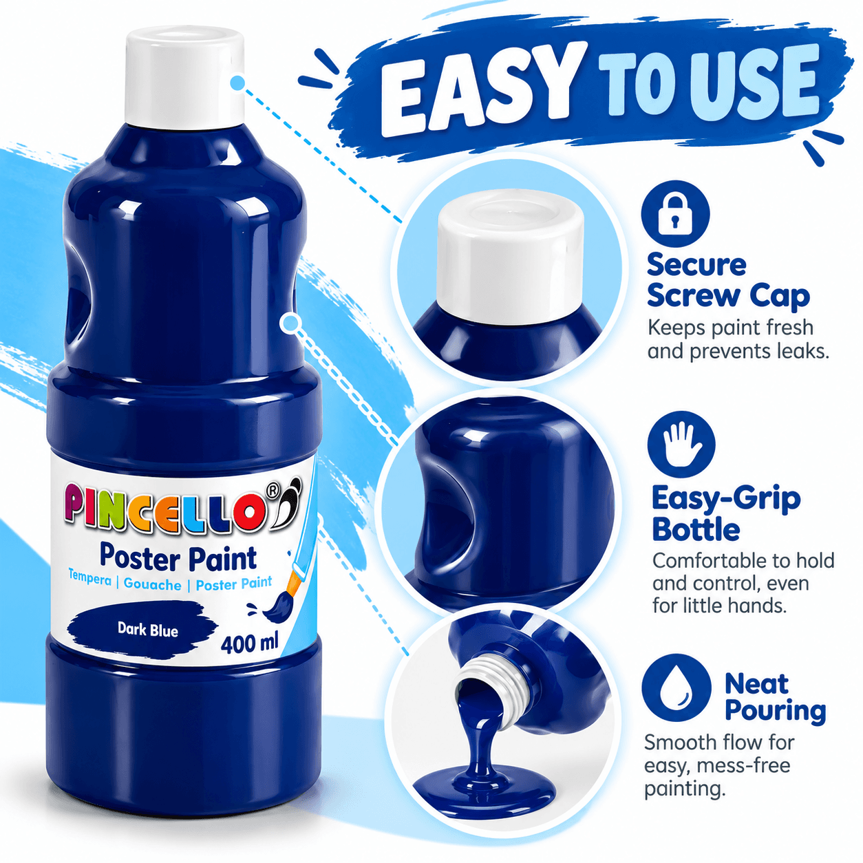 Container Of Paint Tempera Paint In Blue Dark From The Brand Pincello