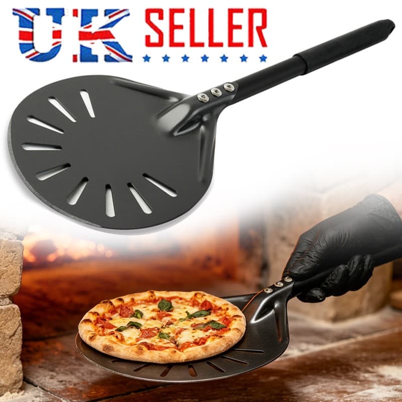 Pizza Turning Peel Perforated Aluminum Spinner Long Handle Non Stick