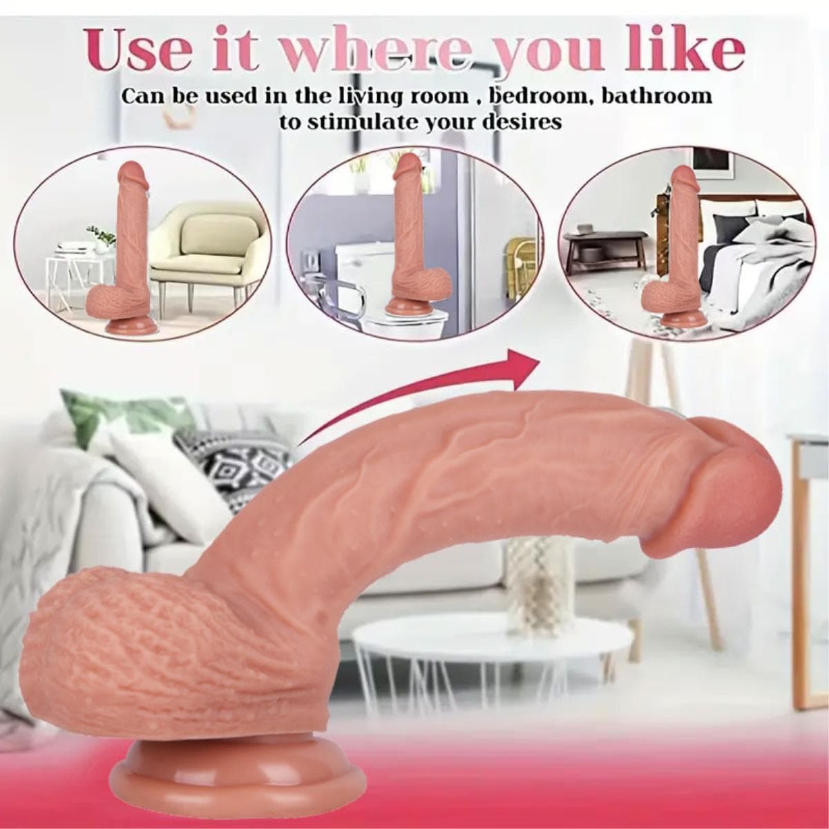 Realistic Dildos Dual Density Lifelike Huge Penis With Strong Suction Cup For Hands-Free Play For Women Or Men 6.6in
