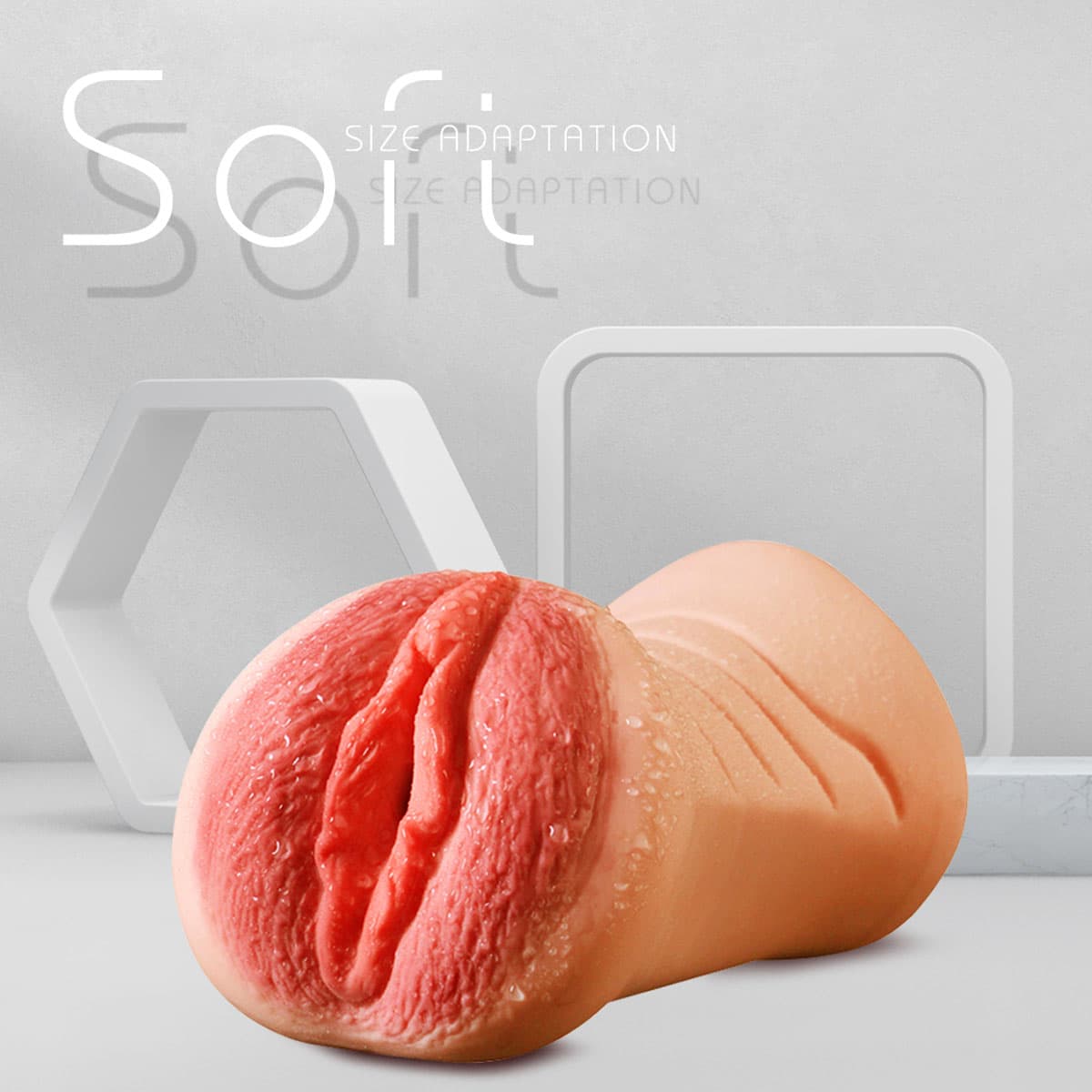 2-in-1 Realistic Pocket Style Female Genital Male Masturbator Toy With 3D Real Vaginal And Oral Sex Massager, Dual Channel Male Masturbator Massager