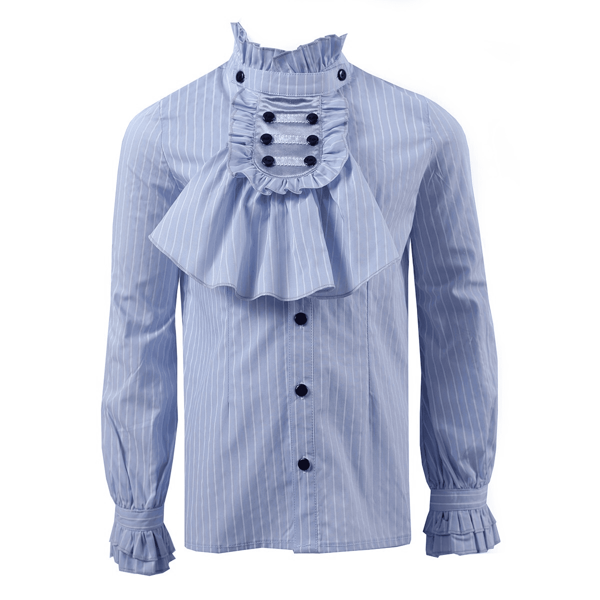 Boys Blue Formal Shirt Removable Collar Kids Wedding Party School Shirt 4-14Y