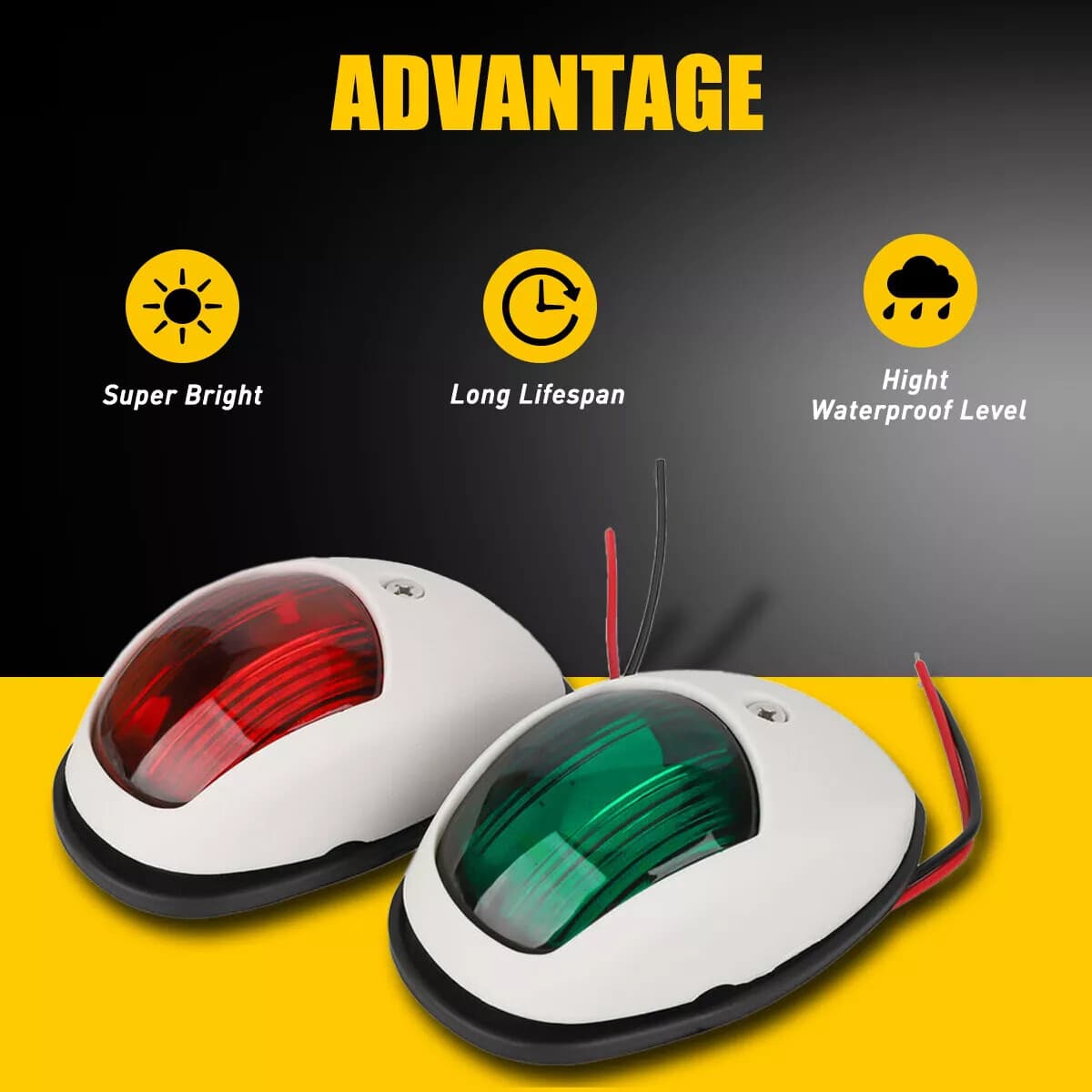 2Pcs LED Navigation Lights Nav Lamp Side Mount Port Starboard Marine Yacht Boat