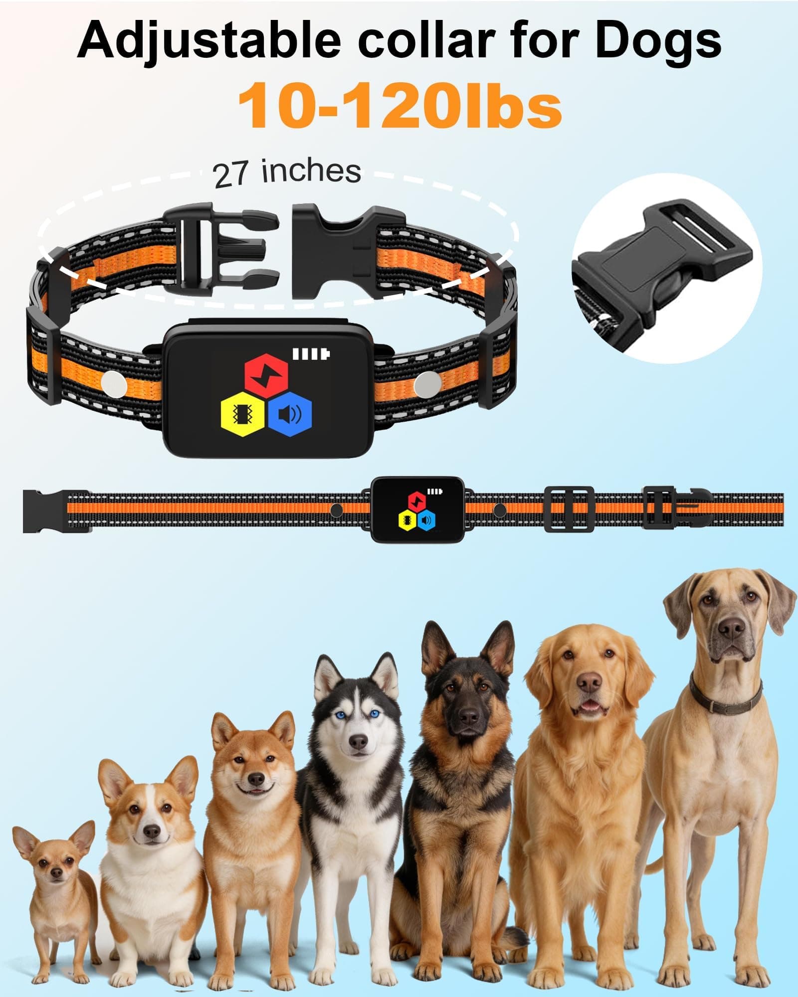 Dog Shock Collar, Dog Training Collar With Remote For 10-120lbs Dogs 4 Training Modes, Beep, Vibration, Shock, No-Shock, IP67 Waterproof ECollar For Small Medium Large Dogs, Electric Dog Collar