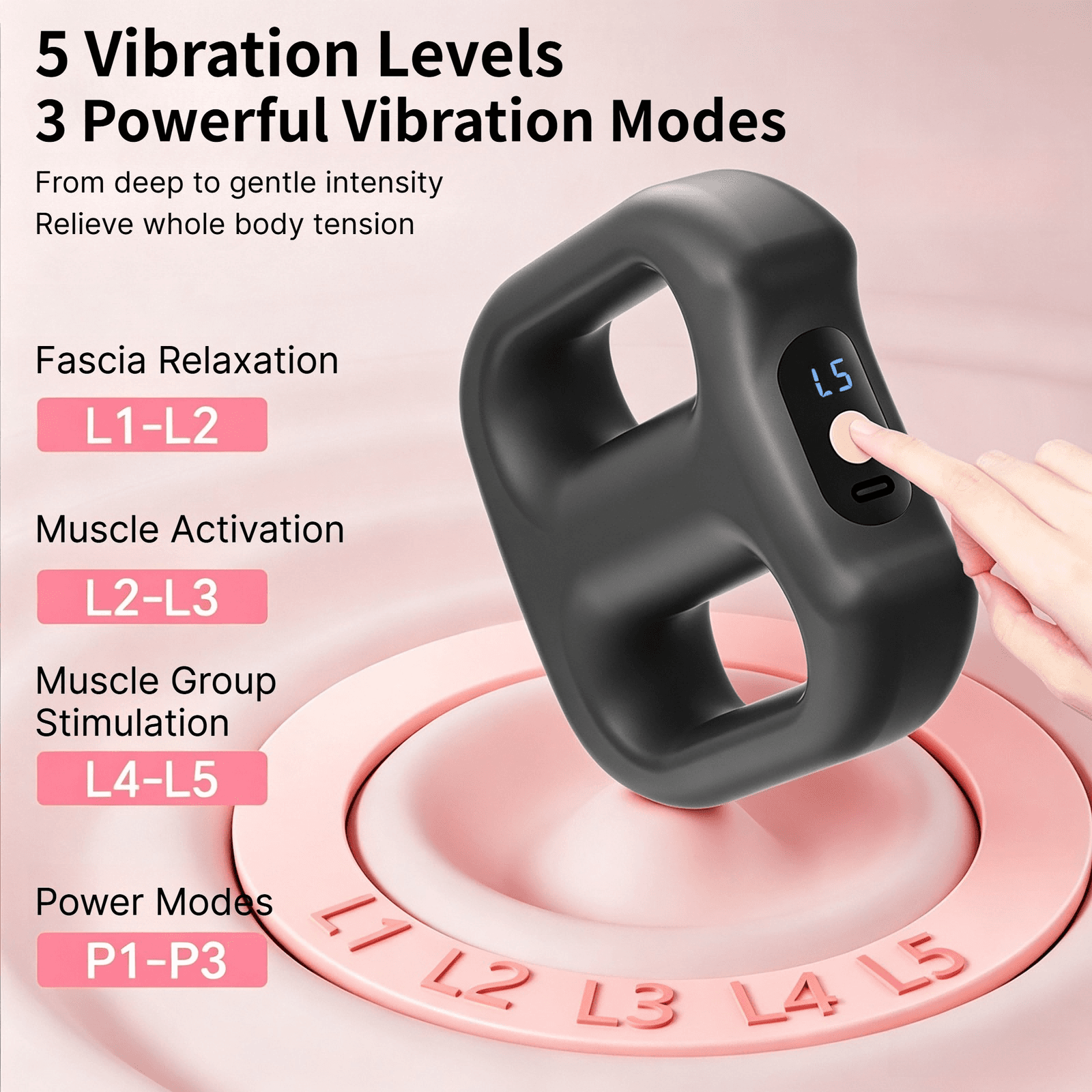 Electric Fascia Ring Multifunctional Full Body Muscle Massager With Strap Black