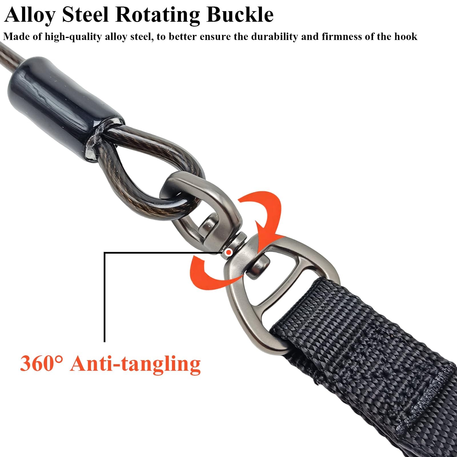 5FT Cable Slip Lead Dog Leash Chewproof Steel Wire Dog Lead Up To 125 Lbs 5mm Thick Rope For Medium Large Dog Training Walking With Soft Handle