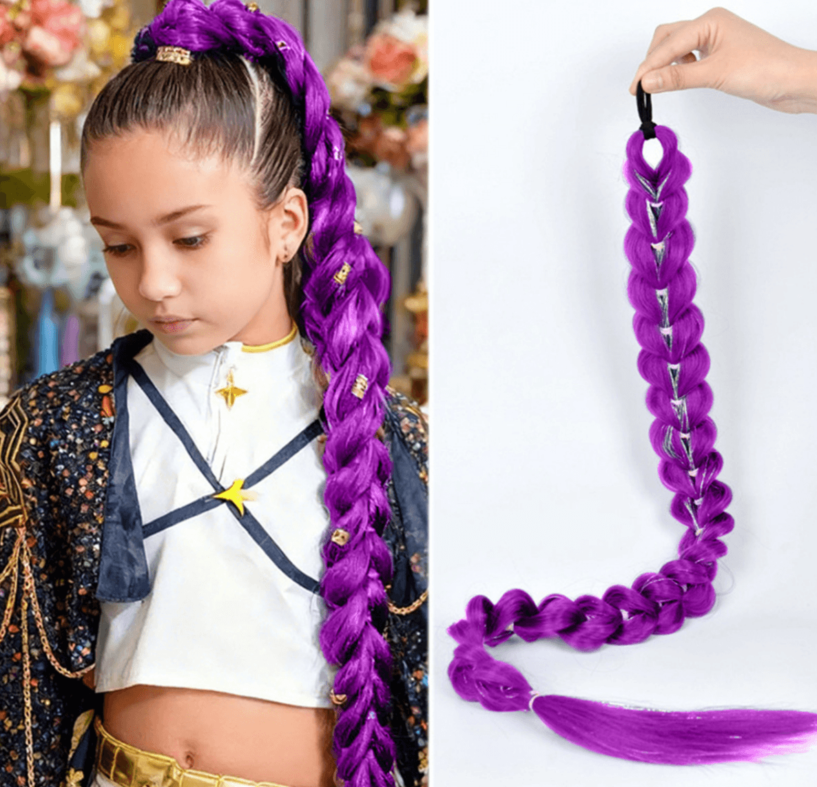 Cross-border Foreign Trade European And American Wigs, Witch Hunt Team, Rumi Ponytail, Colorful Elastic Rope Braided Ponytail Wig