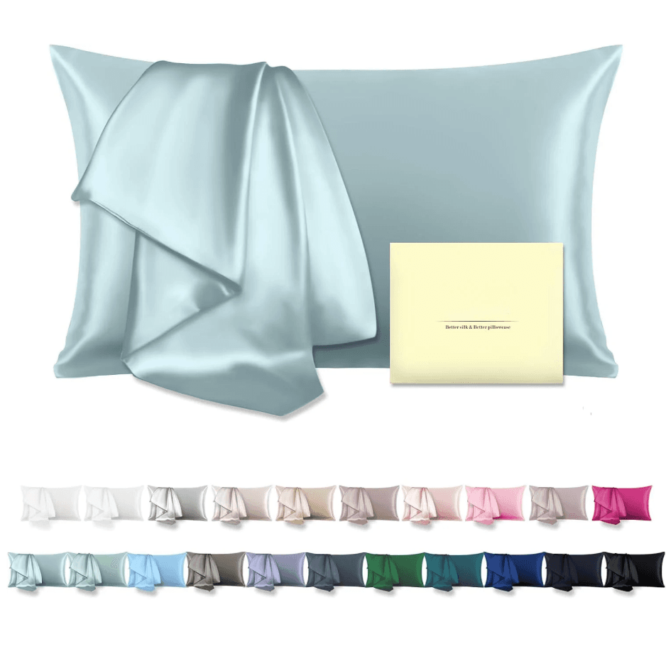 Mulberry Silk Pillowcase, Standard Size Pillow Cover For Hair And Skin, Soft Smooth Sleeping Pillowcase, Haze Blue