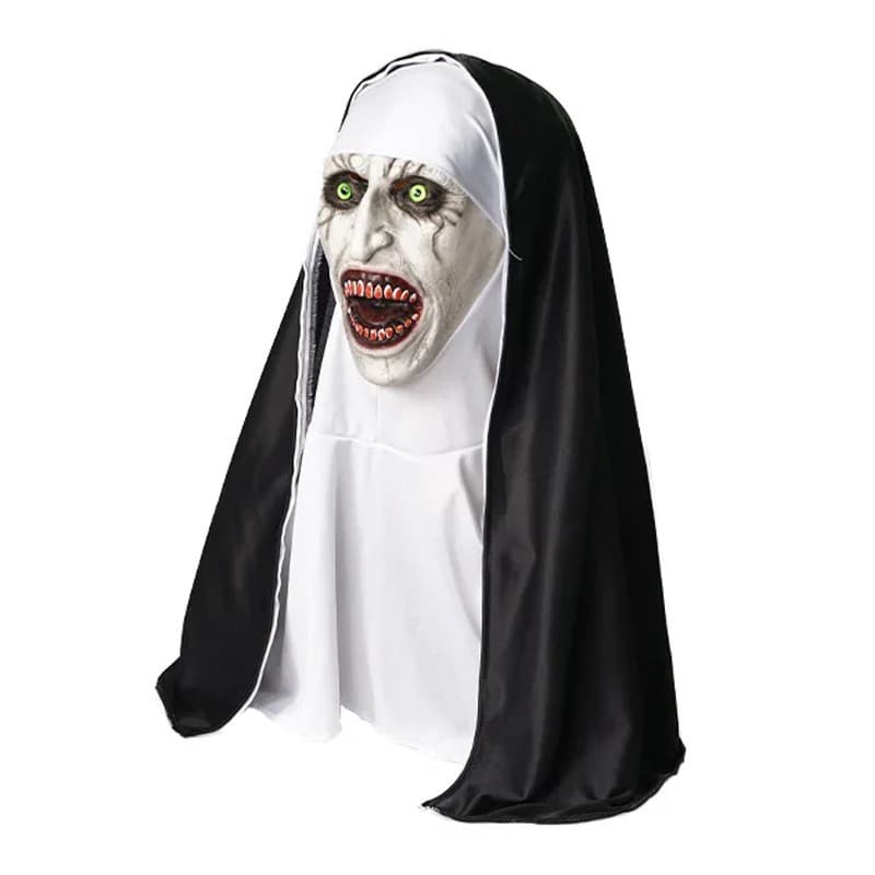 Valak The Nun Full Head Latex Mask Conjuring Horror Halloween Cosplay Accessory