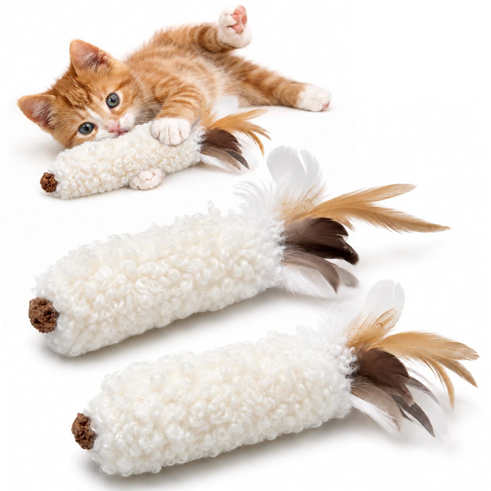 Cat Toys With Catnip & Silvervine Gall Fruit, Soft Plush Toys 2-Pack Interactive Chew And Kicker Toys For Indoor Cats And Kittens, Helps Relieve Boredom And Promote Exercise