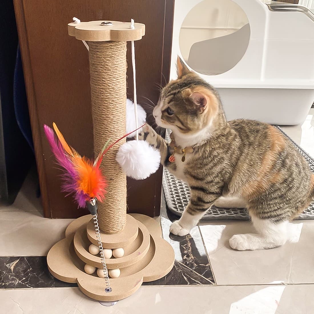 NEW Large Cat Tree Scratching Post Pet Climbing Tower 4624CM With Column Turntable UK