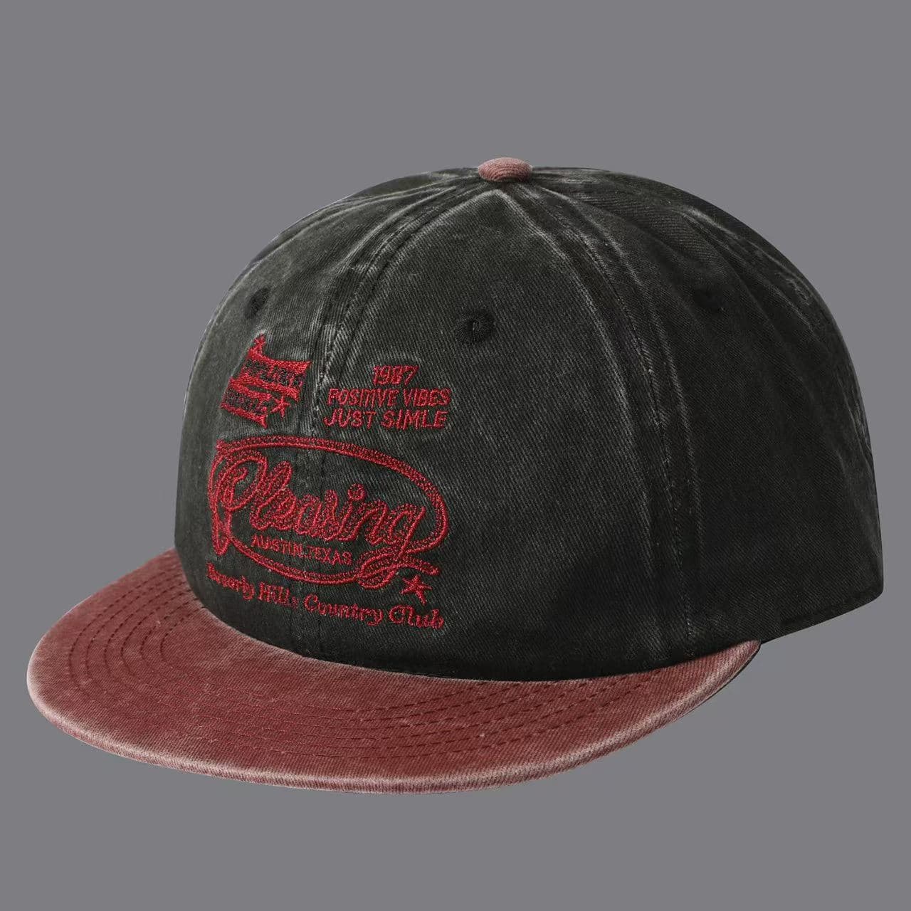 Color-matched Embroidery Letters 1987 Flat-brim Baseball Cap, Suitable For Both Men And Women, Suitable For Daily Work, Commuting To School Or Other Outings.