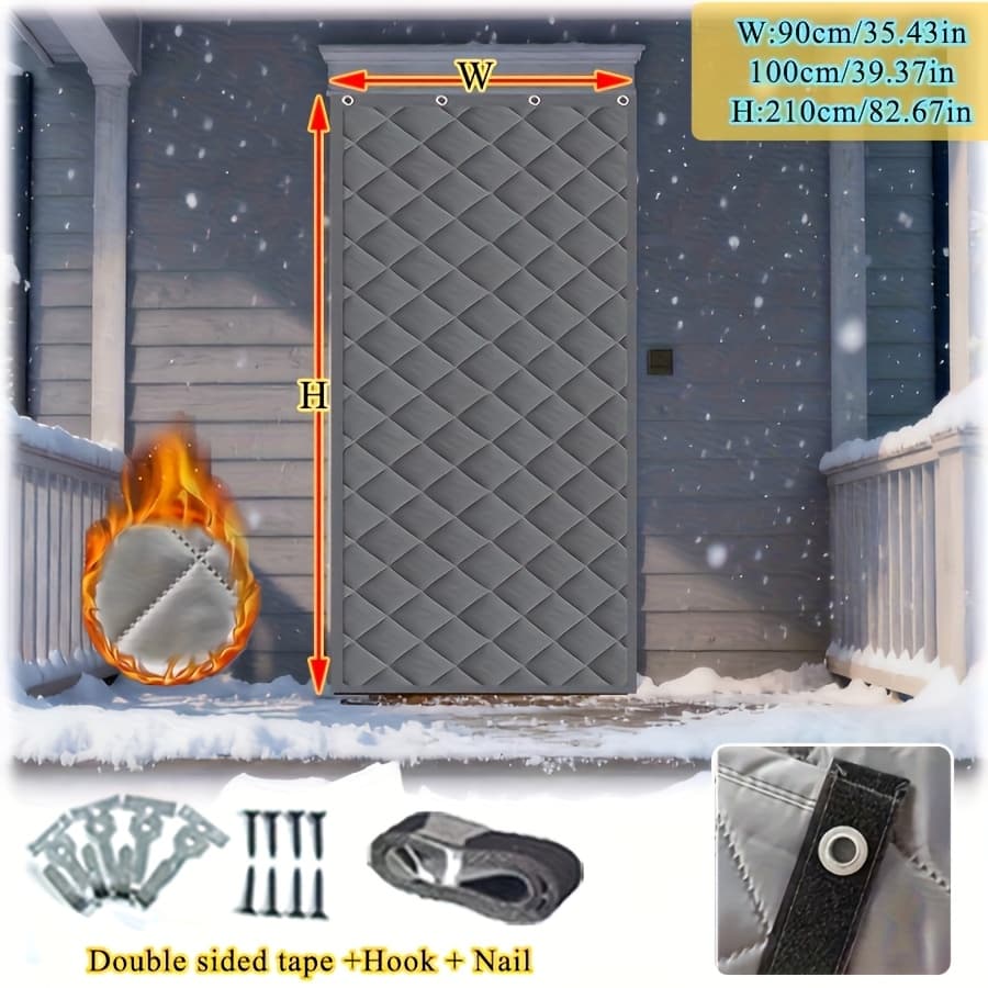 Magnetic Sealed Thick Oxford Insulated Door Curtain, Block Cold Wind Reduce Heating Cost, Soundproof Windproof Door Drape For Home Garage Retail Store