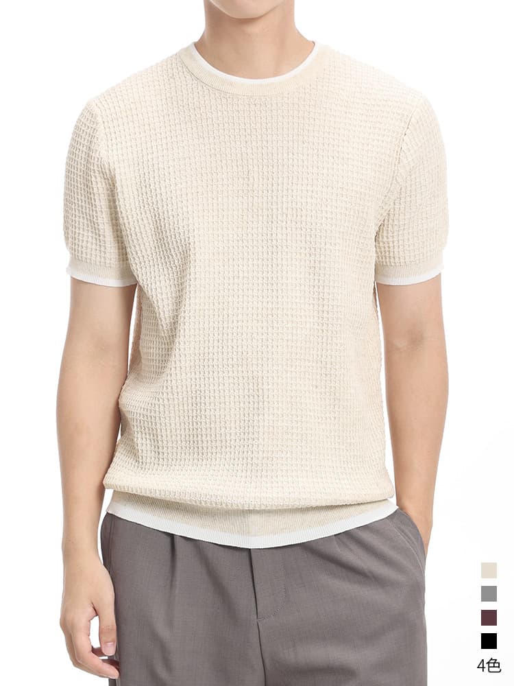 Men's Ice Silk Knitted Short-Sleeve T-Shirt In Old Money Style, Luxury Premium Crew Neck Casual Paul Polo Shirt For Men