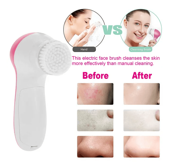 Facial Cleansing Brush Waterproof Face Spin Cleaning Brush With 5 Brush Heads